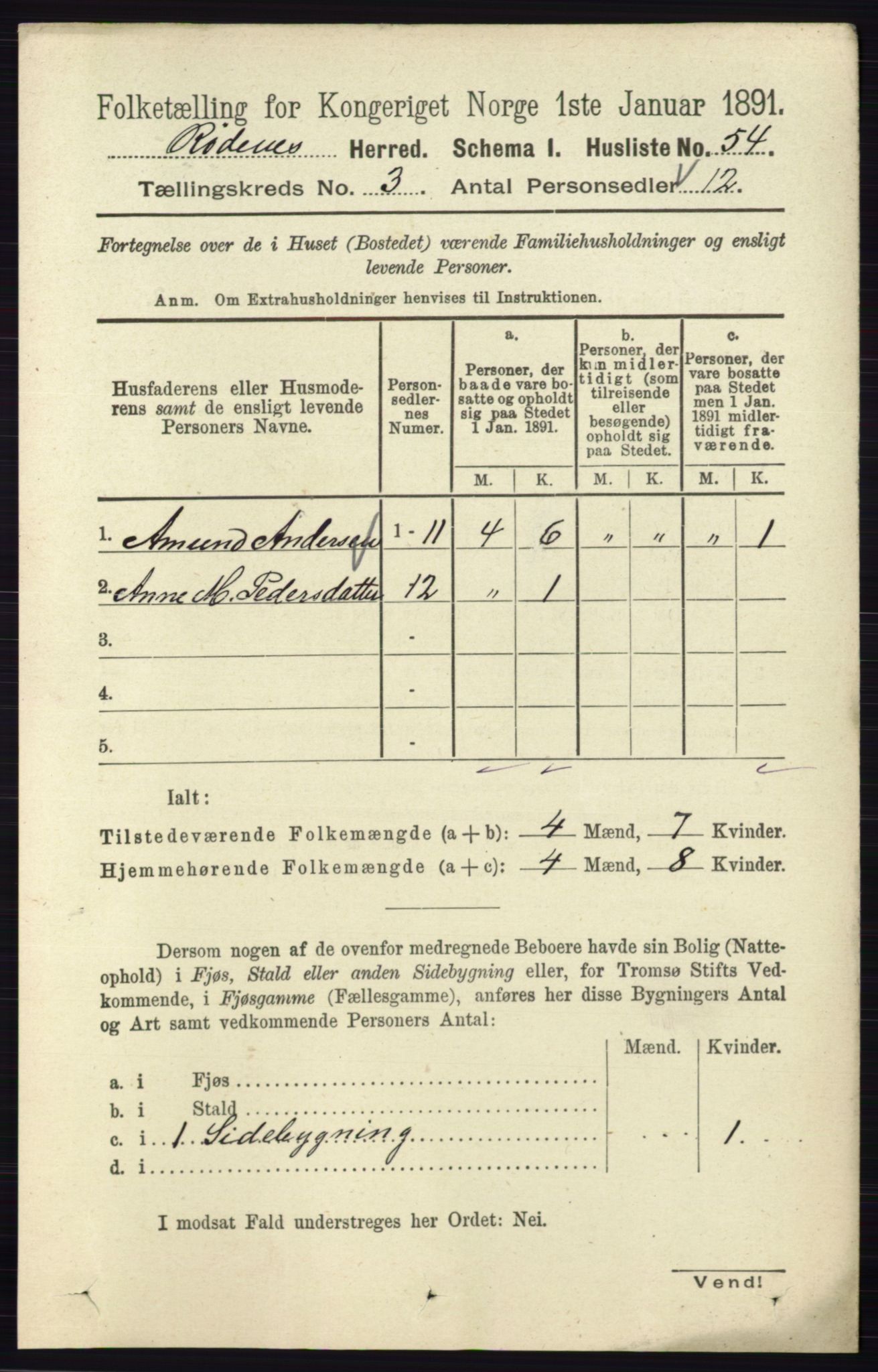 RA, 1891 census for 0120 Rødenes, 1891, p. 1182