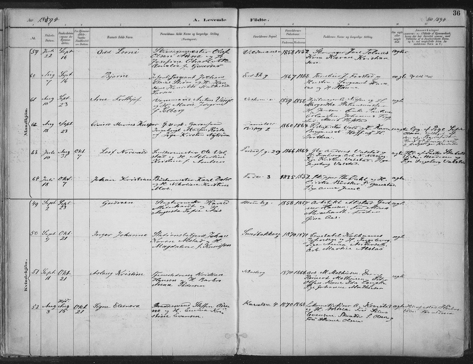 Ministerialprotokoller, klokkerbøker og fødselsregistre - Sør-Trøndelag, AV/SAT-A-1456/601/L0062: Parish register (official) no. 601A30, 1891-1911, p. 36