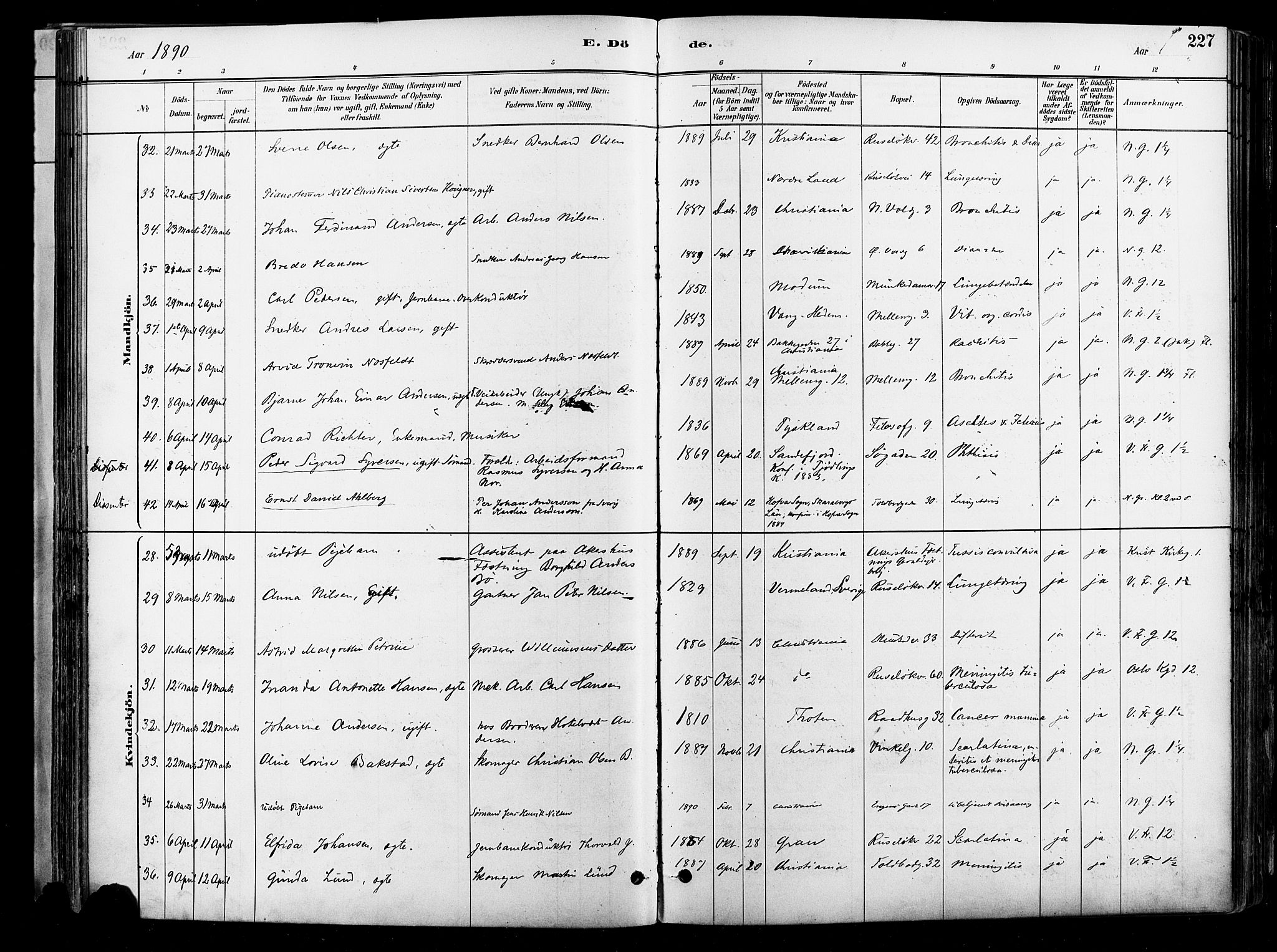 Johannes prestekontor Kirkebøker, AV/SAO-A-10852/F/Fa/L0004: Parish register (official) no. 4, 1883-1907, p. 227