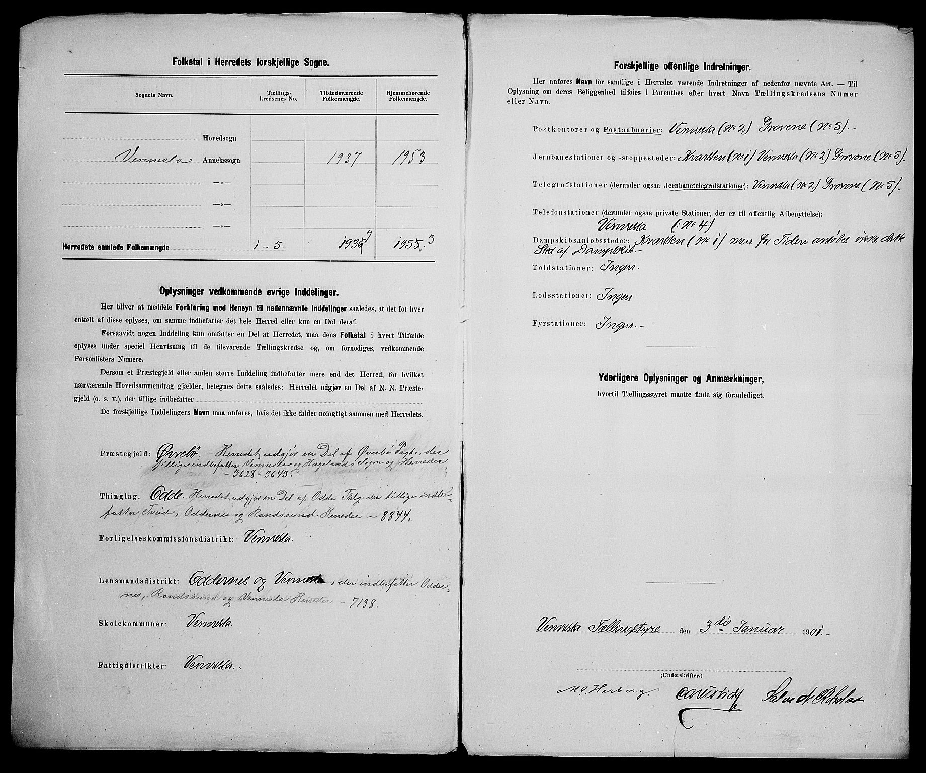 SAK, 1900 census for Vennesla, 1900, p. 3