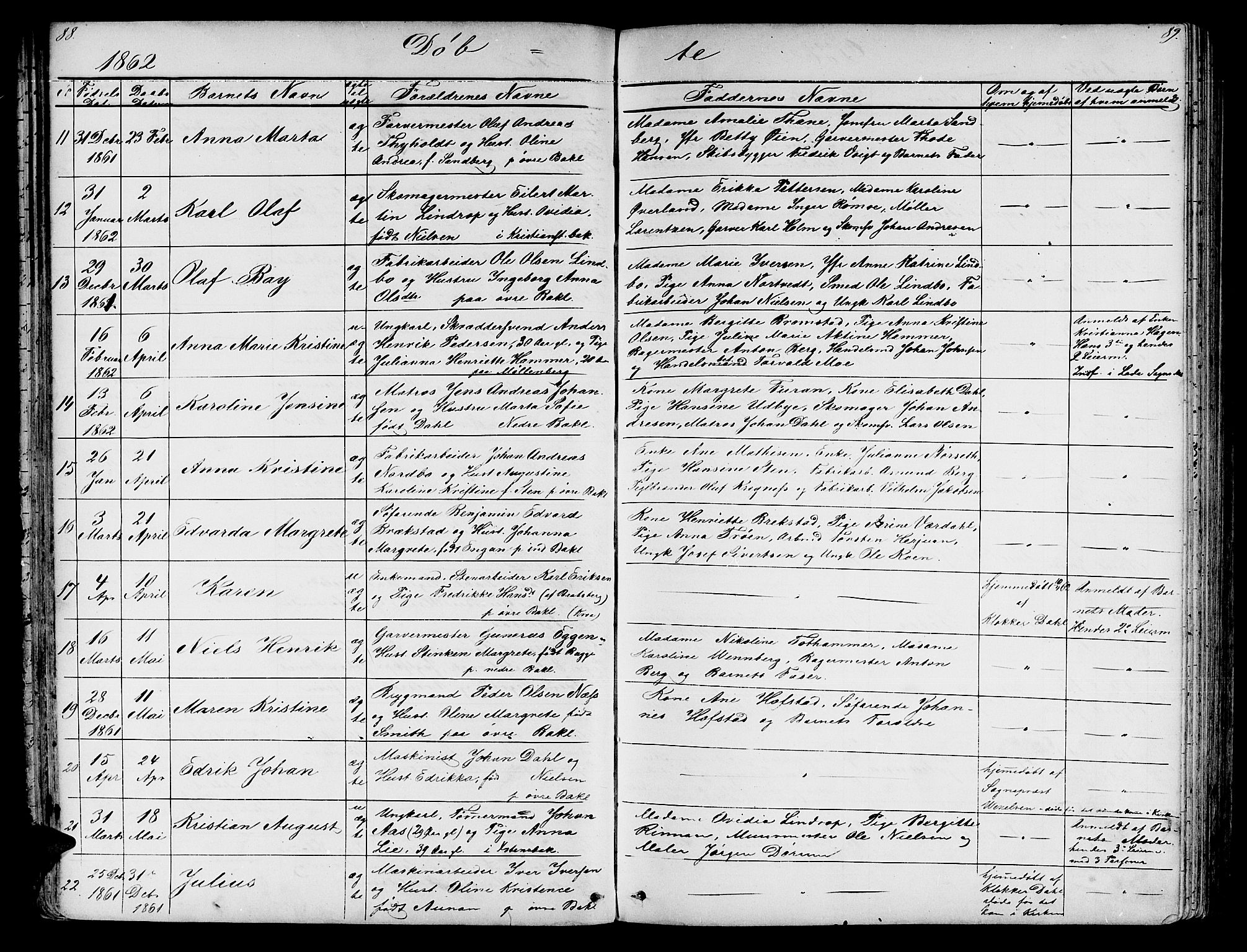 Ministerialprotokoller, klokkerbøker og fødselsregistre - Sør-Trøndelag, SAT/A-1456/604/L0219: Parish register (copy) no. 604C02, 1851-1869, p. 88-89