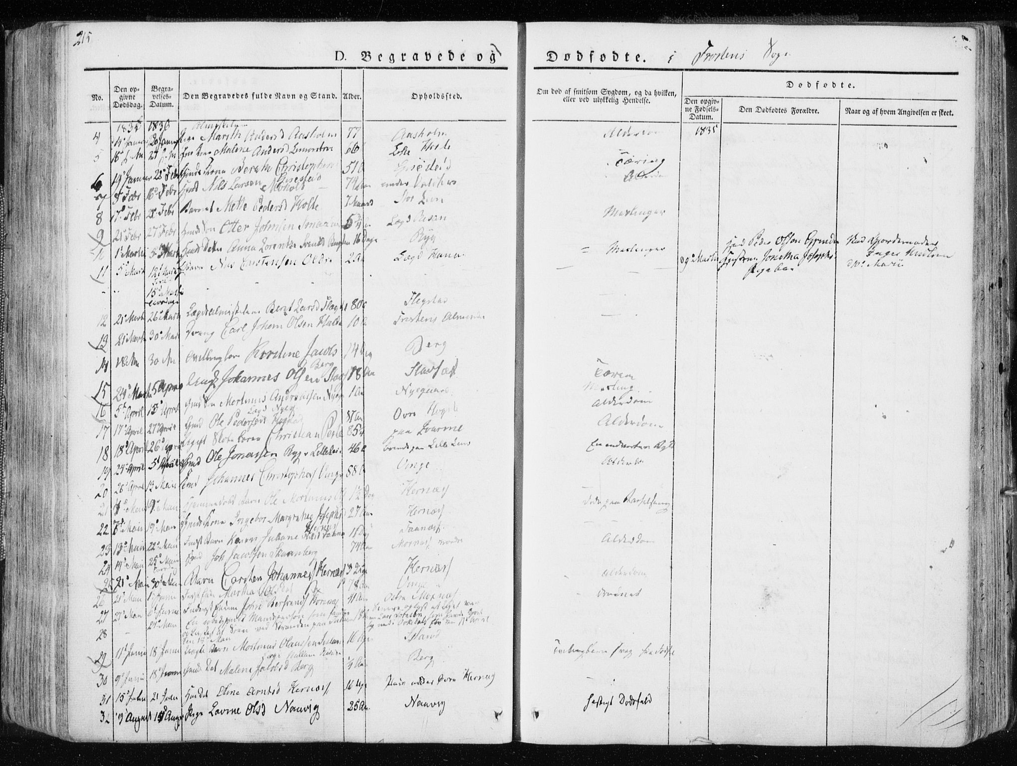Ministerialprotokoller, klokkerbøker og fødselsregistre - Nord-Trøndelag, SAT/A-1458/713/L0114: Parish register (official) no. 713A05, 1827-1839, p. 215