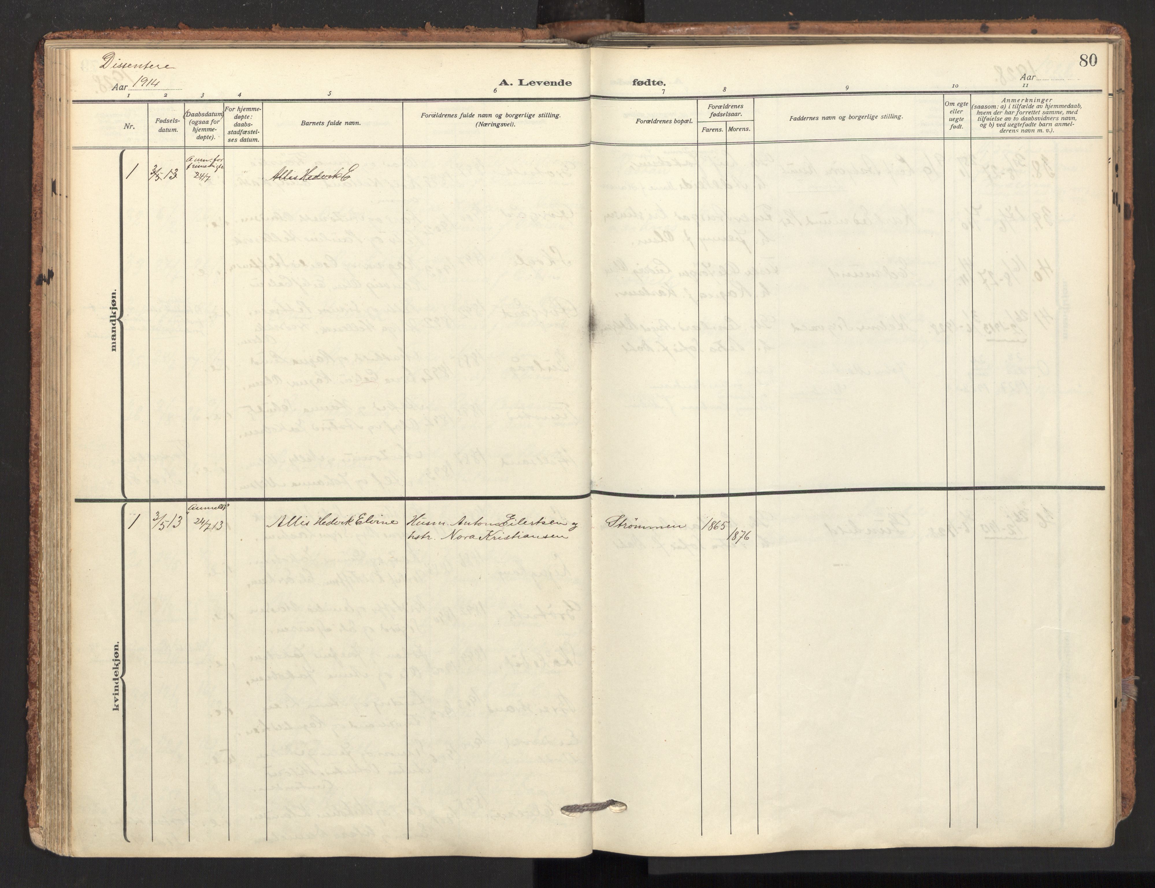Ministerialprotokoller, klokkerbøker og fødselsregistre - Nordland, SAT/A-1459/893/L1343: Parish register (official) no. 893A15, 1914-1928, p. 80