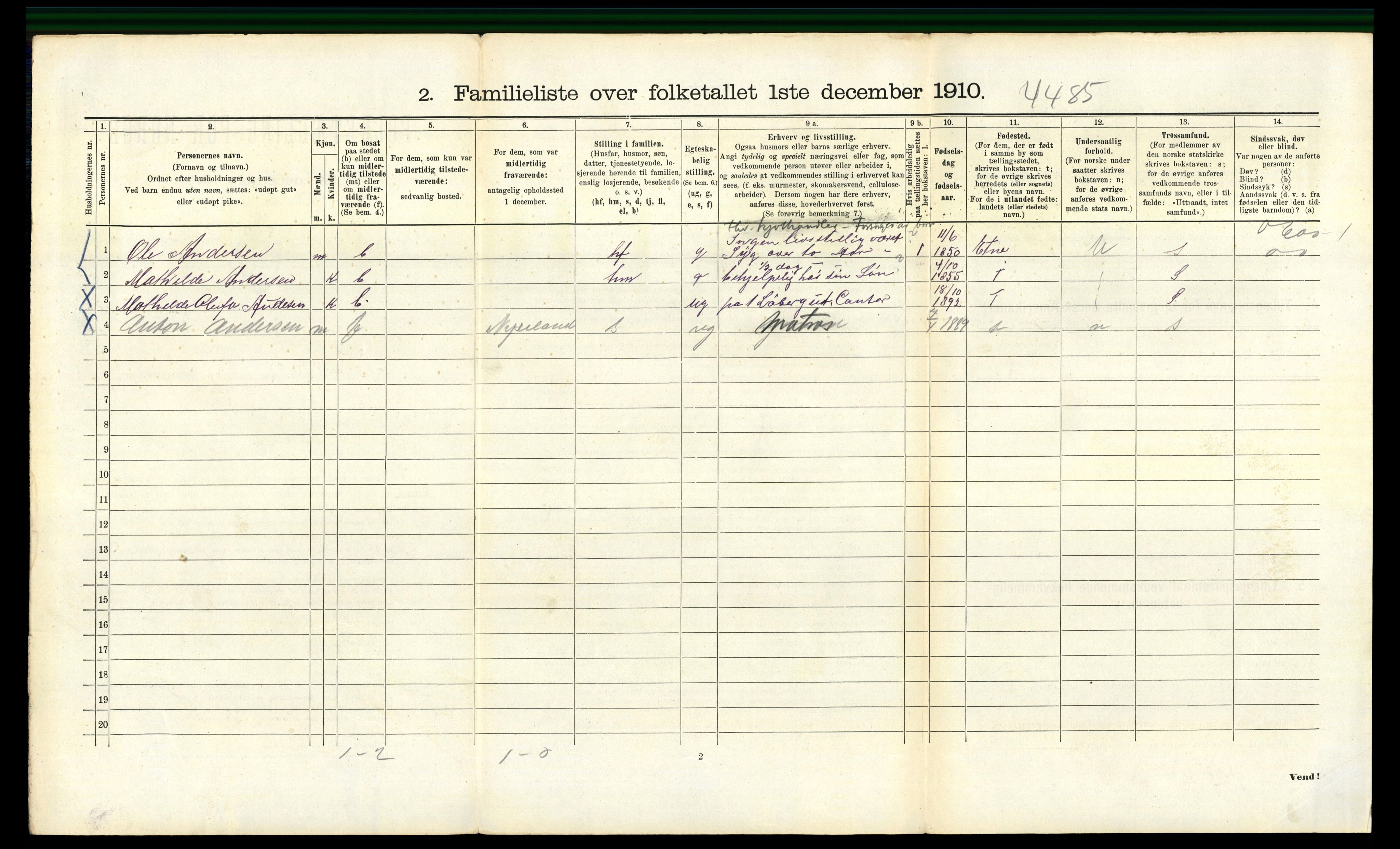 RA, 1910 census for Bergen, 1910, p. 37446