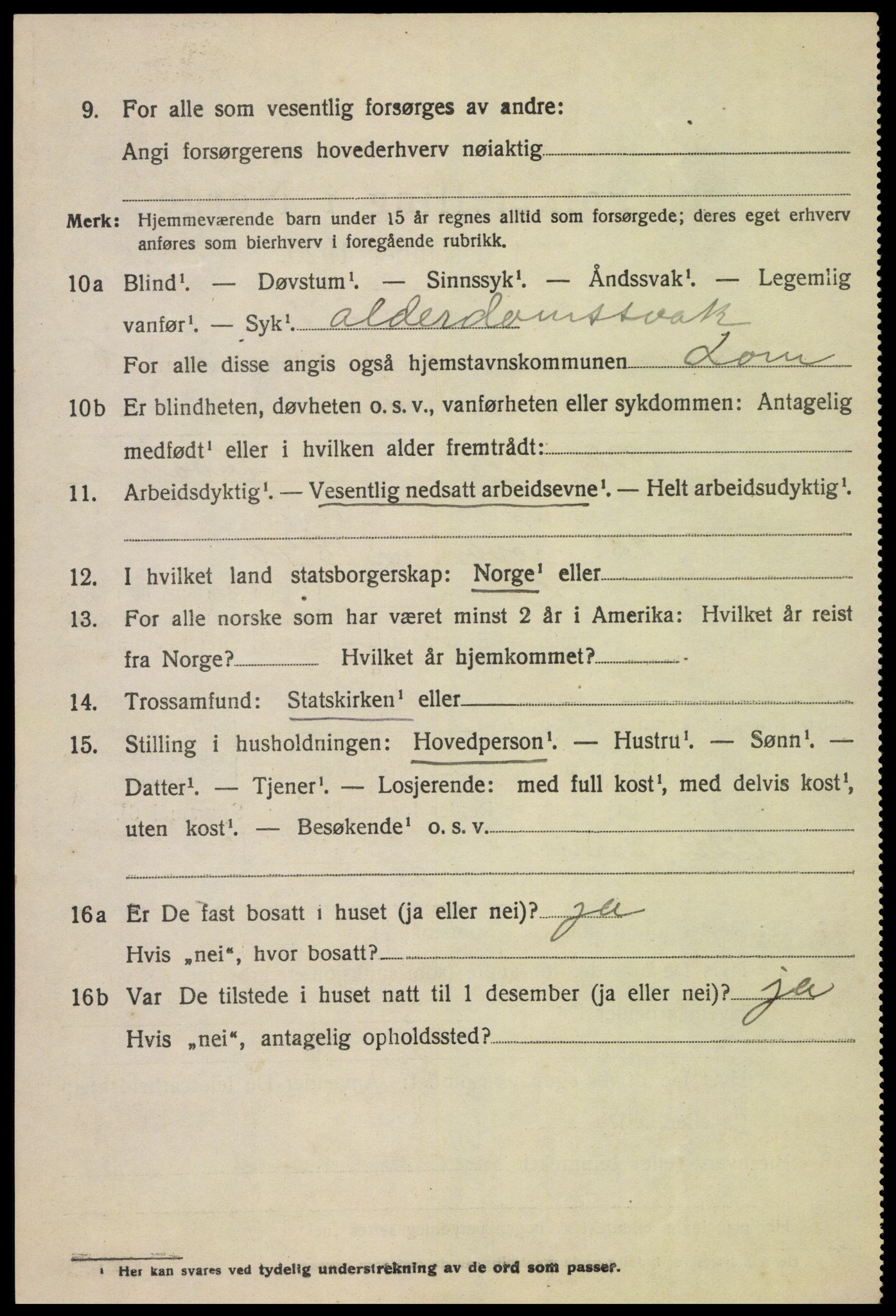 SAH, 1920 census for Lom, 1920, p. 3405