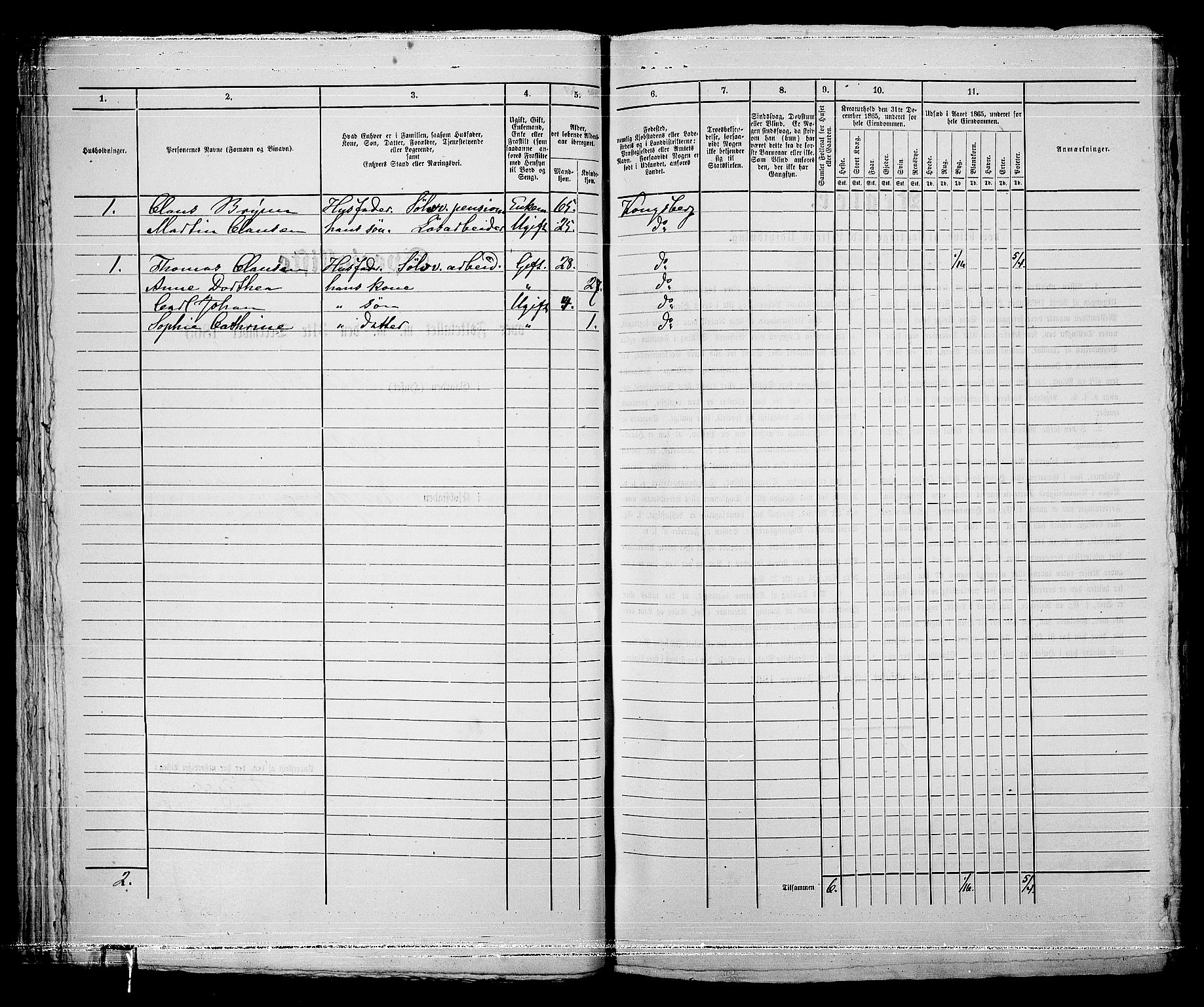 RA, 1865 census for Kongsberg/Kongsberg, 1865, p. 640