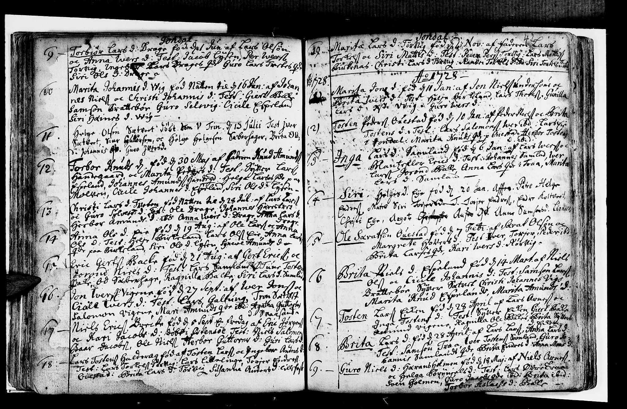 Strandebarm sokneprestembete, SAB/A-78401/H/Haa: Parish register (official) no. A 2 /2, 1727-1750, p. 42