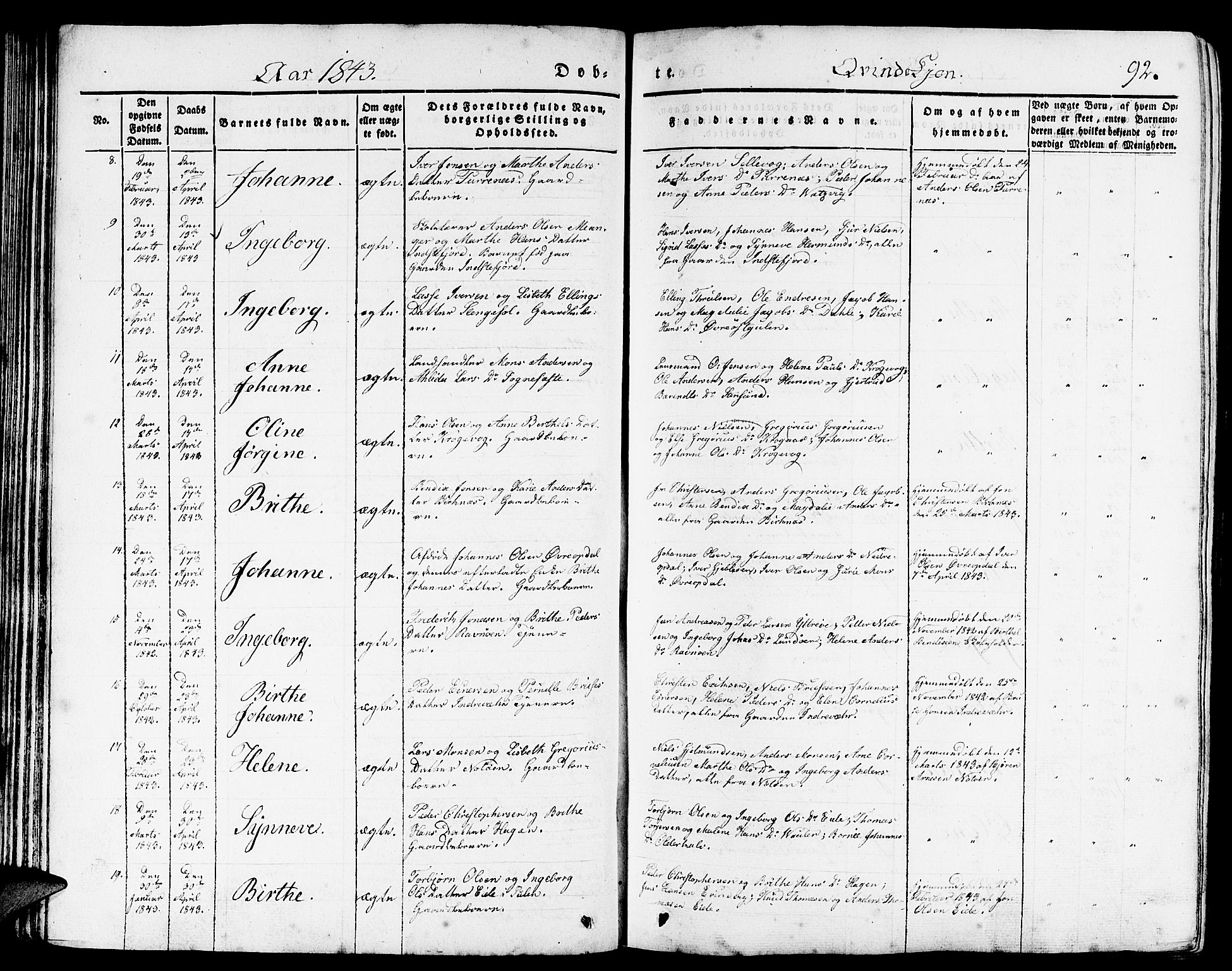 Gulen sokneprestembete, AV/SAB-A-80201/H/Haa/Haaa/L0020: Parish register (official) no. A 20, 1837-1847, p. 92