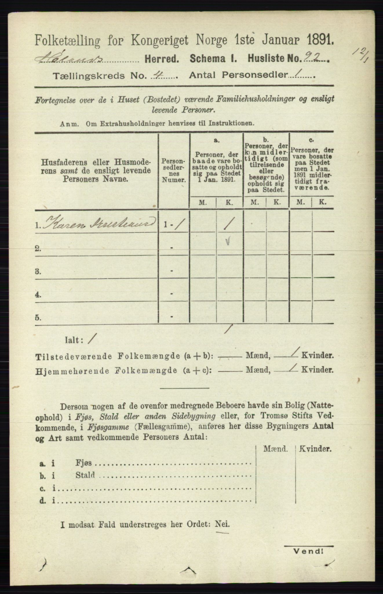 RA, 1891 census for 0221 Høland, 1891, p. 2548