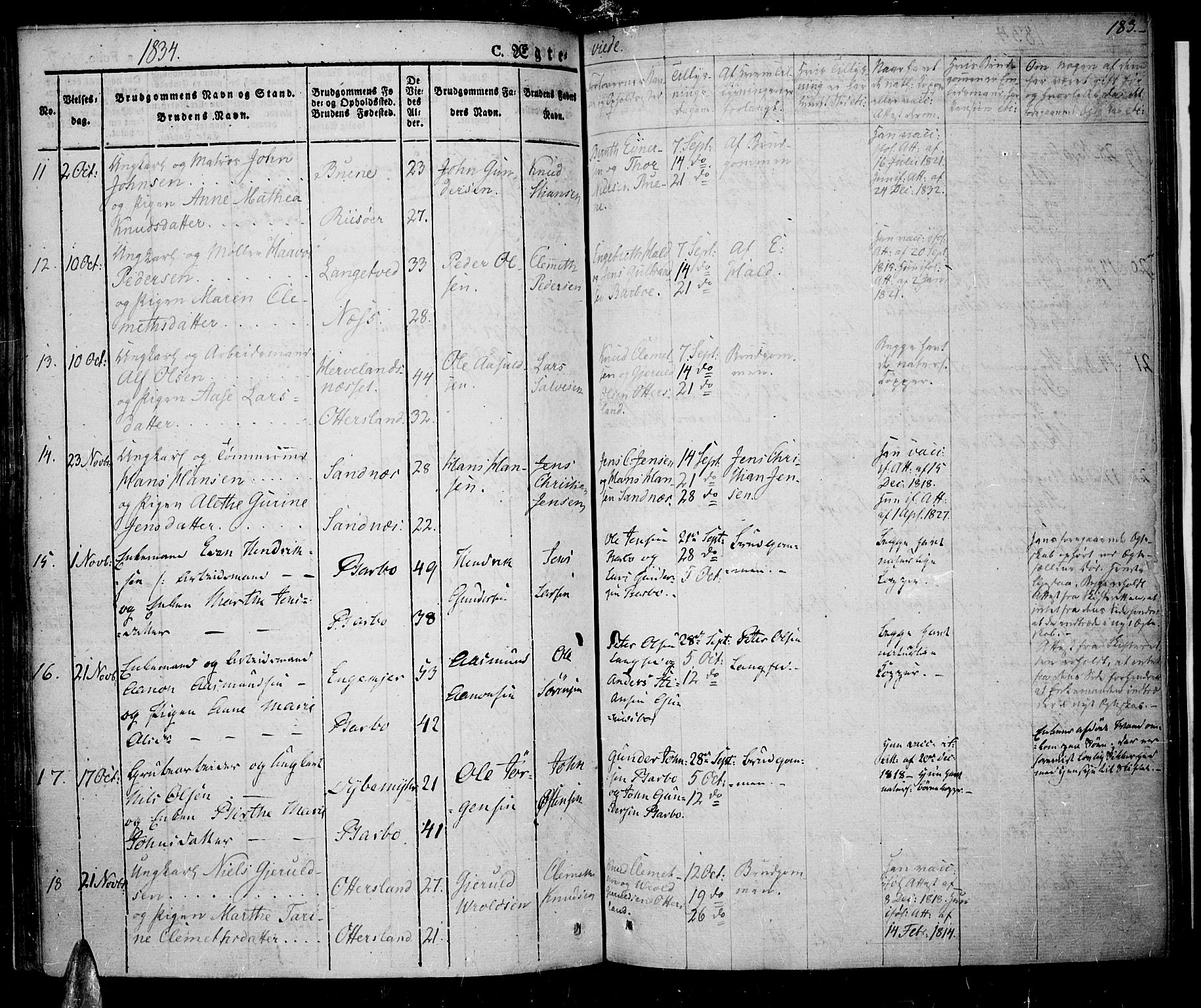 Tromøy sokneprestkontor, SAK/1111-0041/F/Fa/L0003: Parish register (official) no. A 3, 1825-1837, p. 183