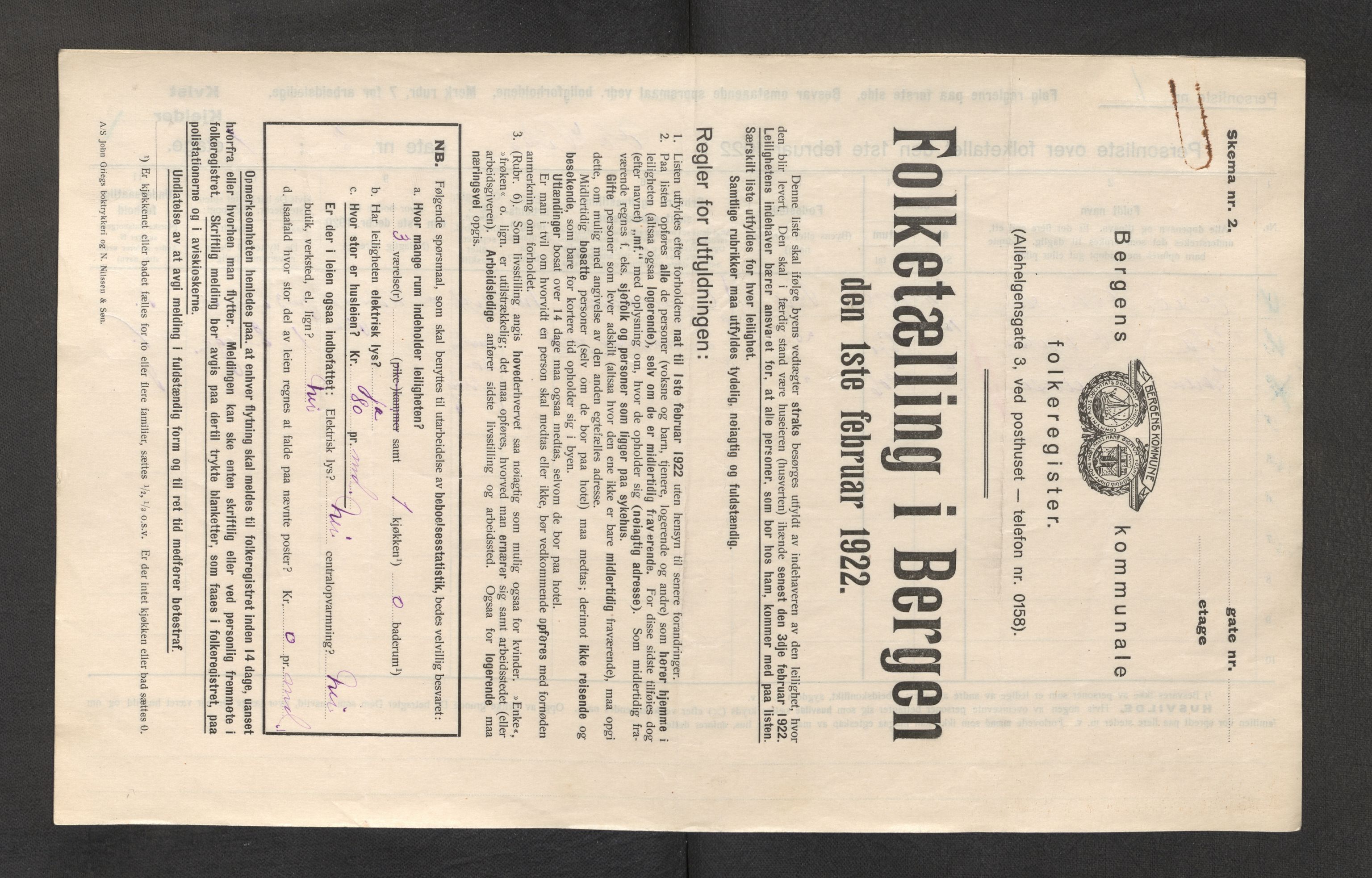 SAB, Municipal Census 1922 for Bergen, 1922, p. 30644