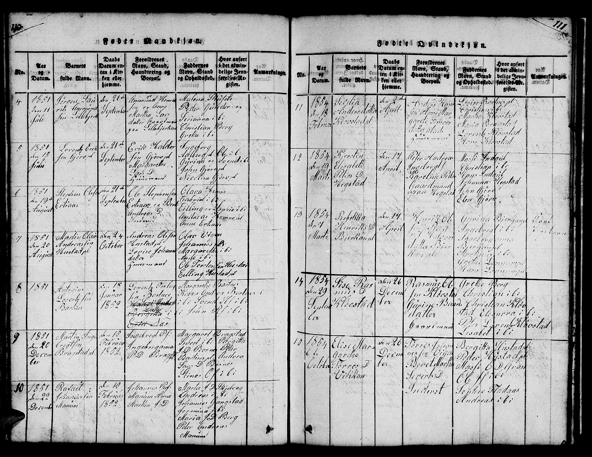 Ministerialprotokoller, klokkerbøker og fødselsregistre - Nord-Trøndelag, SAT/A-1458/732/L0317: Parish register (copy) no. 732C01, 1816-1881, p. 110-111
