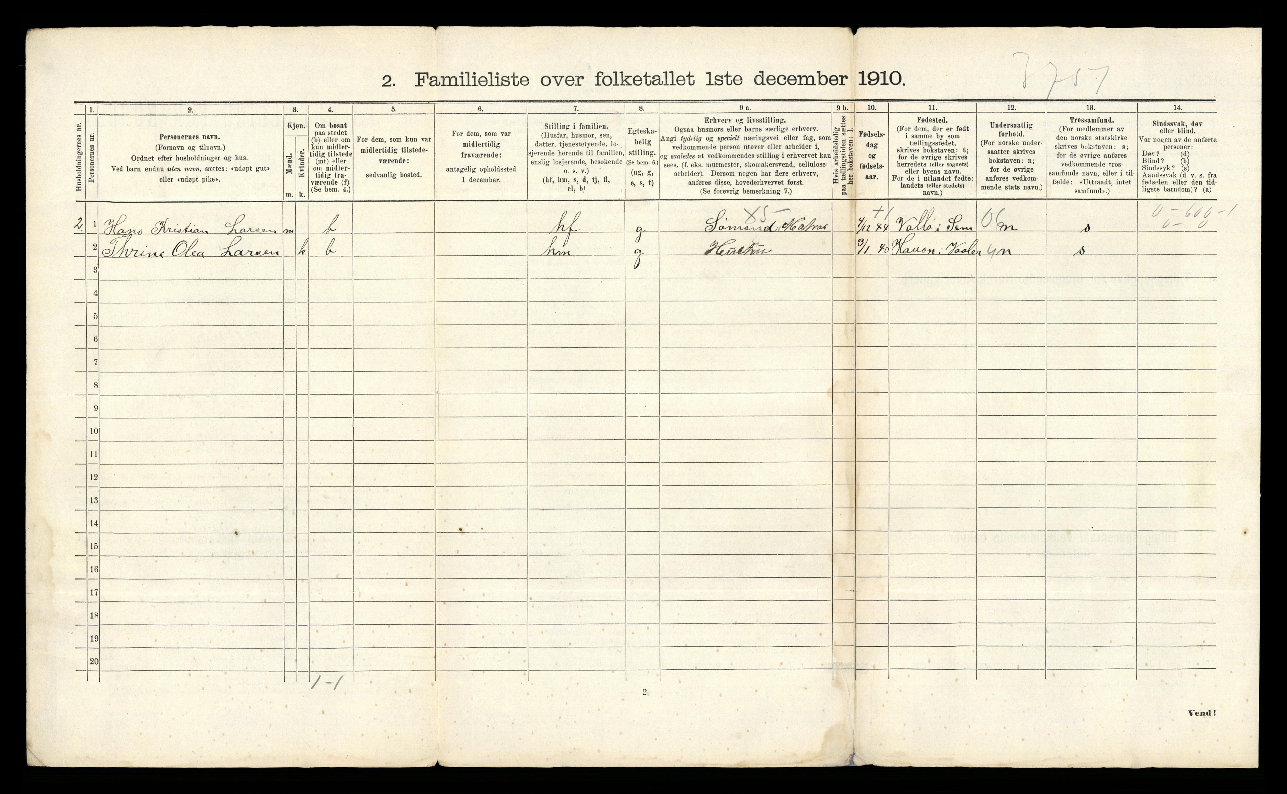 RA, 1910 census for Tønsberg, 1910, p. 2418