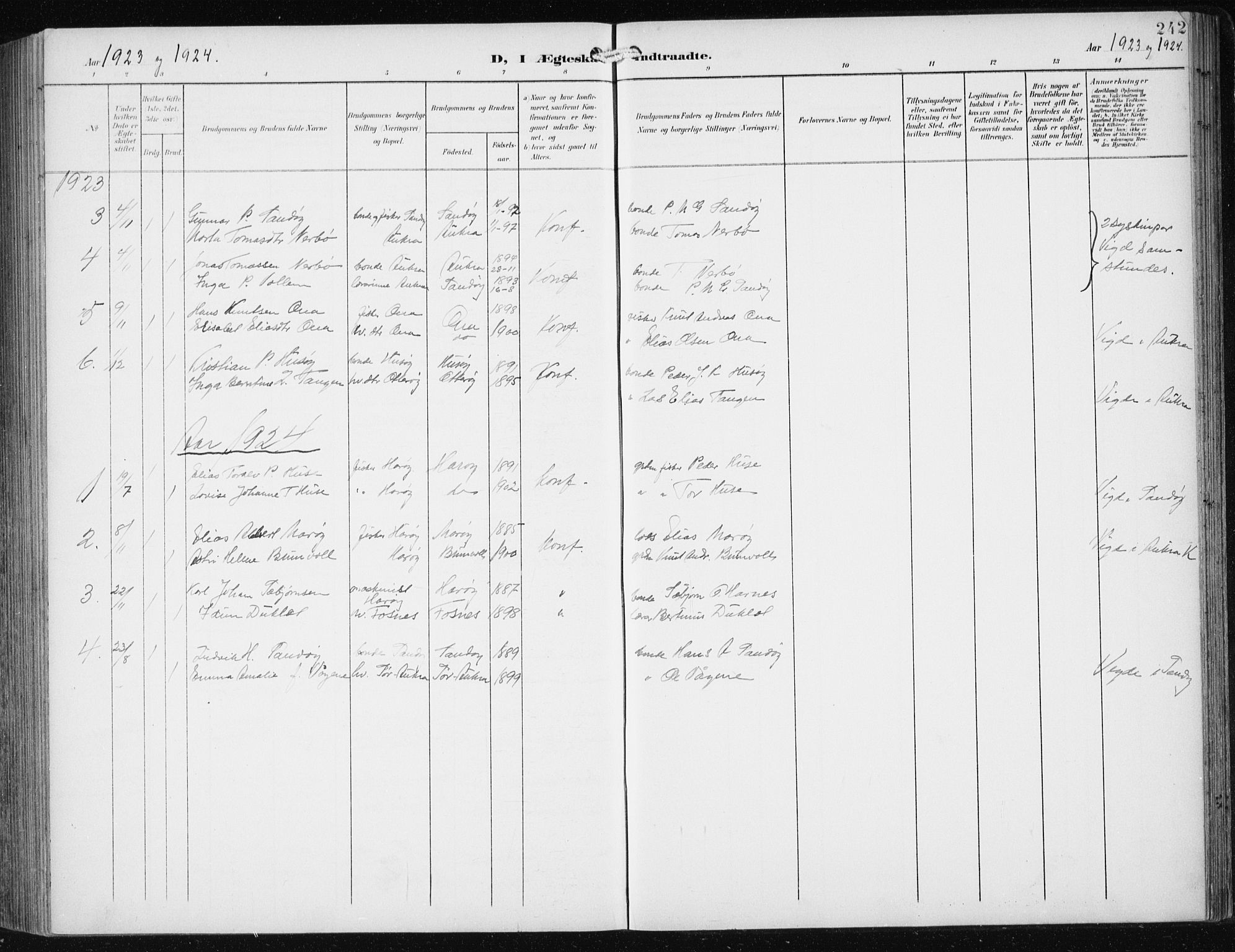Ministerialprotokoller, klokkerbøker og fødselsregistre - Møre og Romsdal, AV/SAT-A-1454/561/L0733: Parish register (copy) no. 561C03, 1900-1940, p. 242