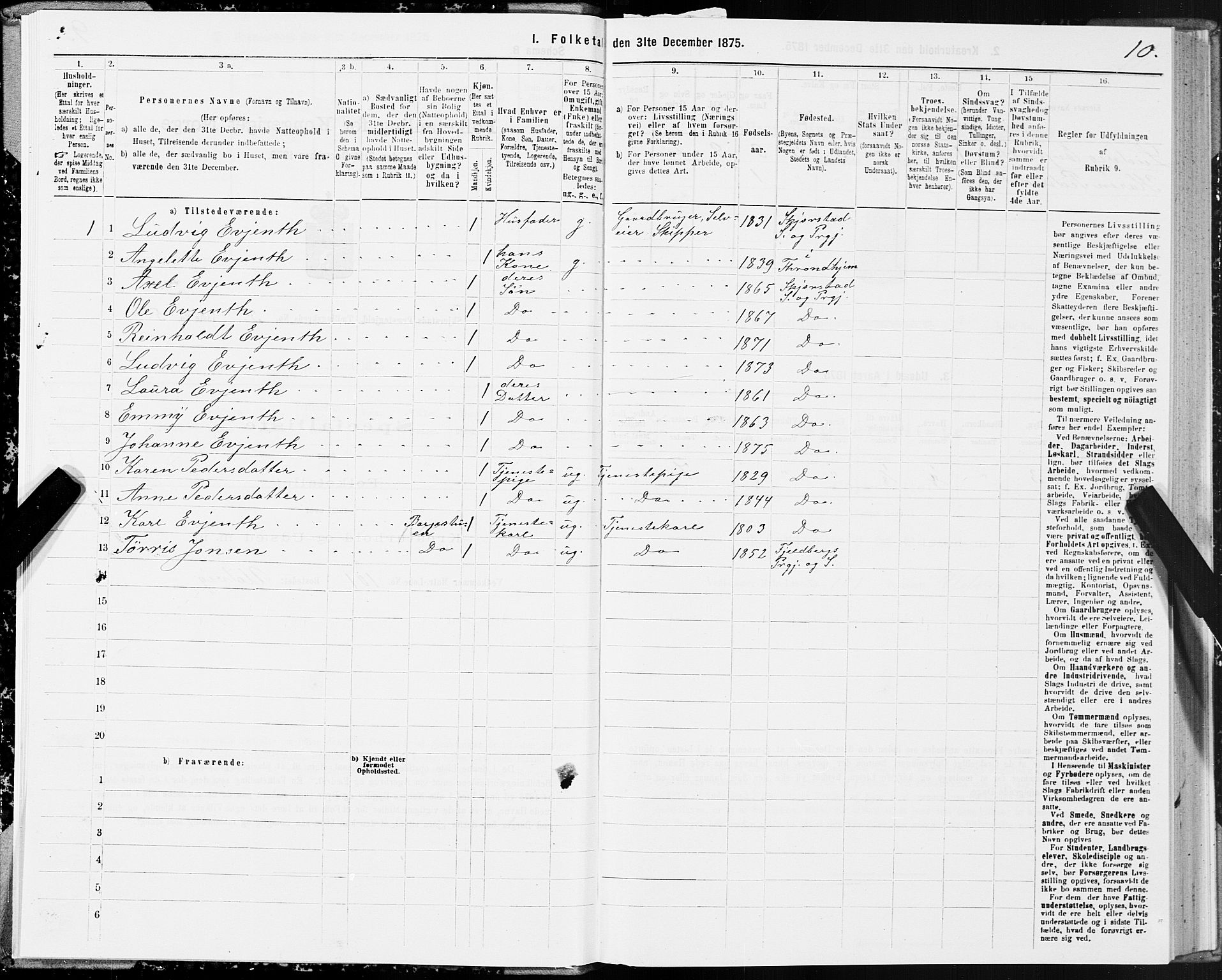 SAT, 1875 census for 1842P Skjerstad, 1875, p. 2010
