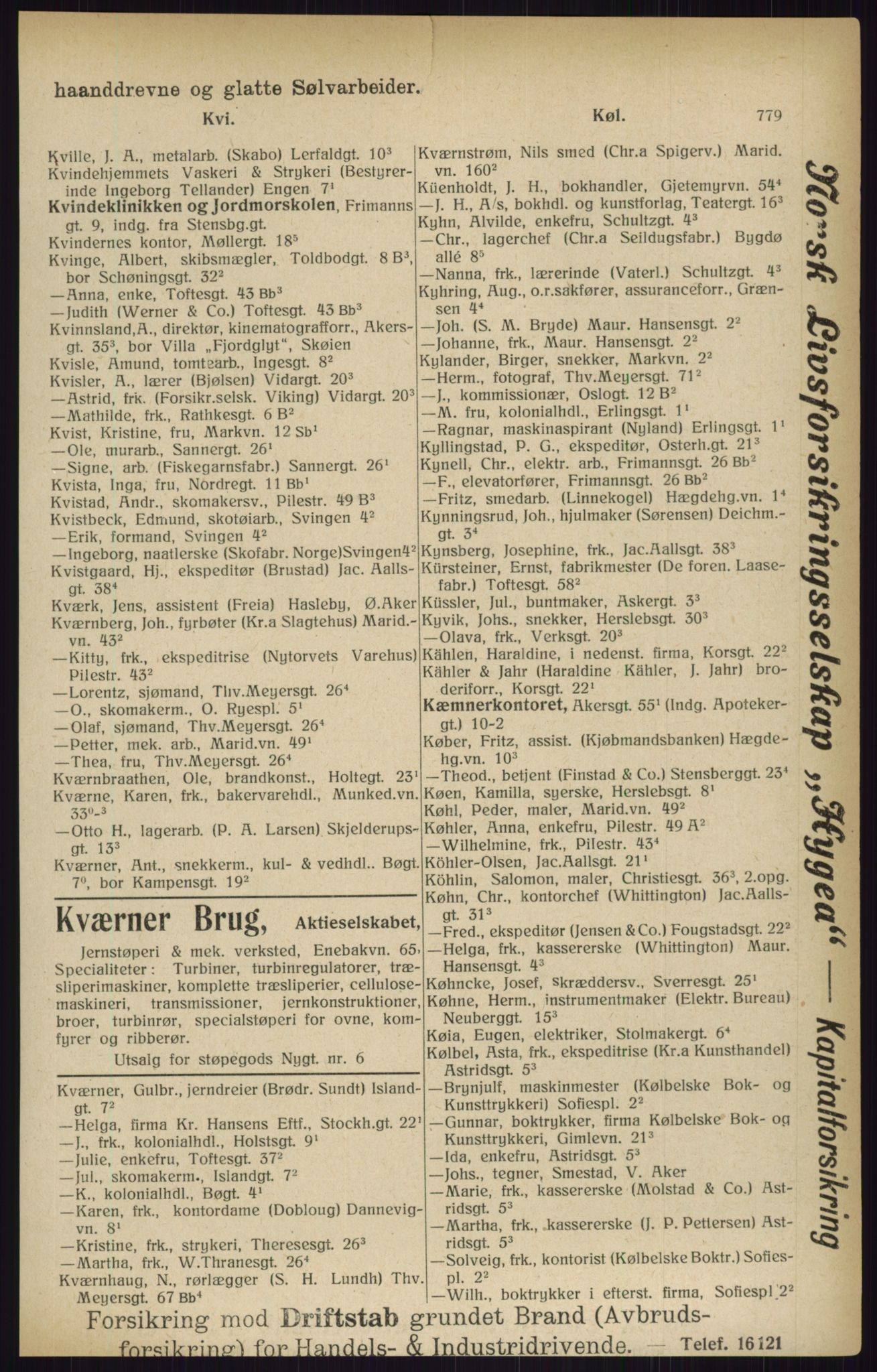 Kristiania/Oslo adressebok, PUBL/-, 1916, p. 779
