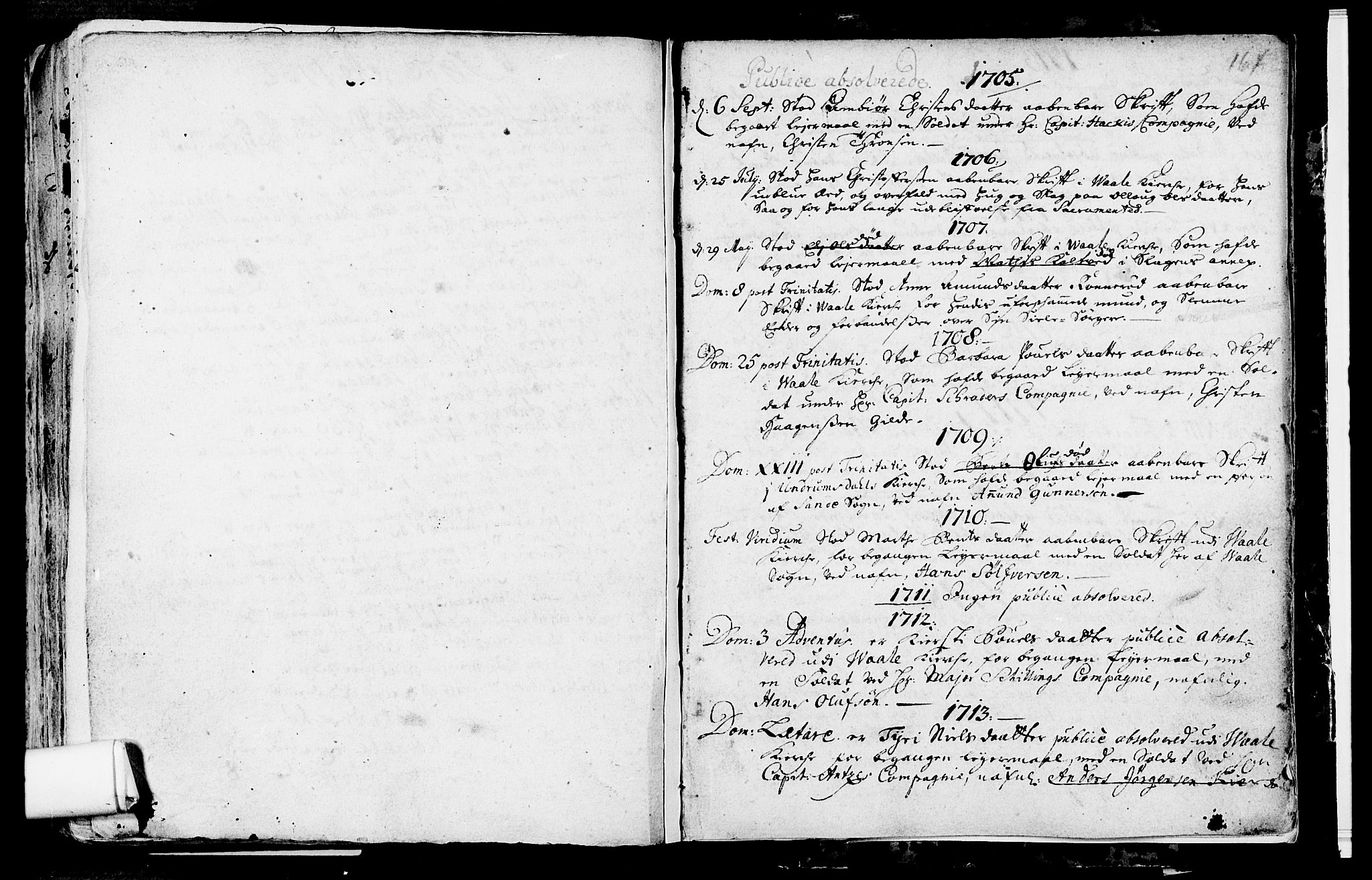 Våle kirkebøker, AV/SAKO-A-334/F/Fa/L0002: Parish register (official) no. I 2, 1705-1732, p. 164