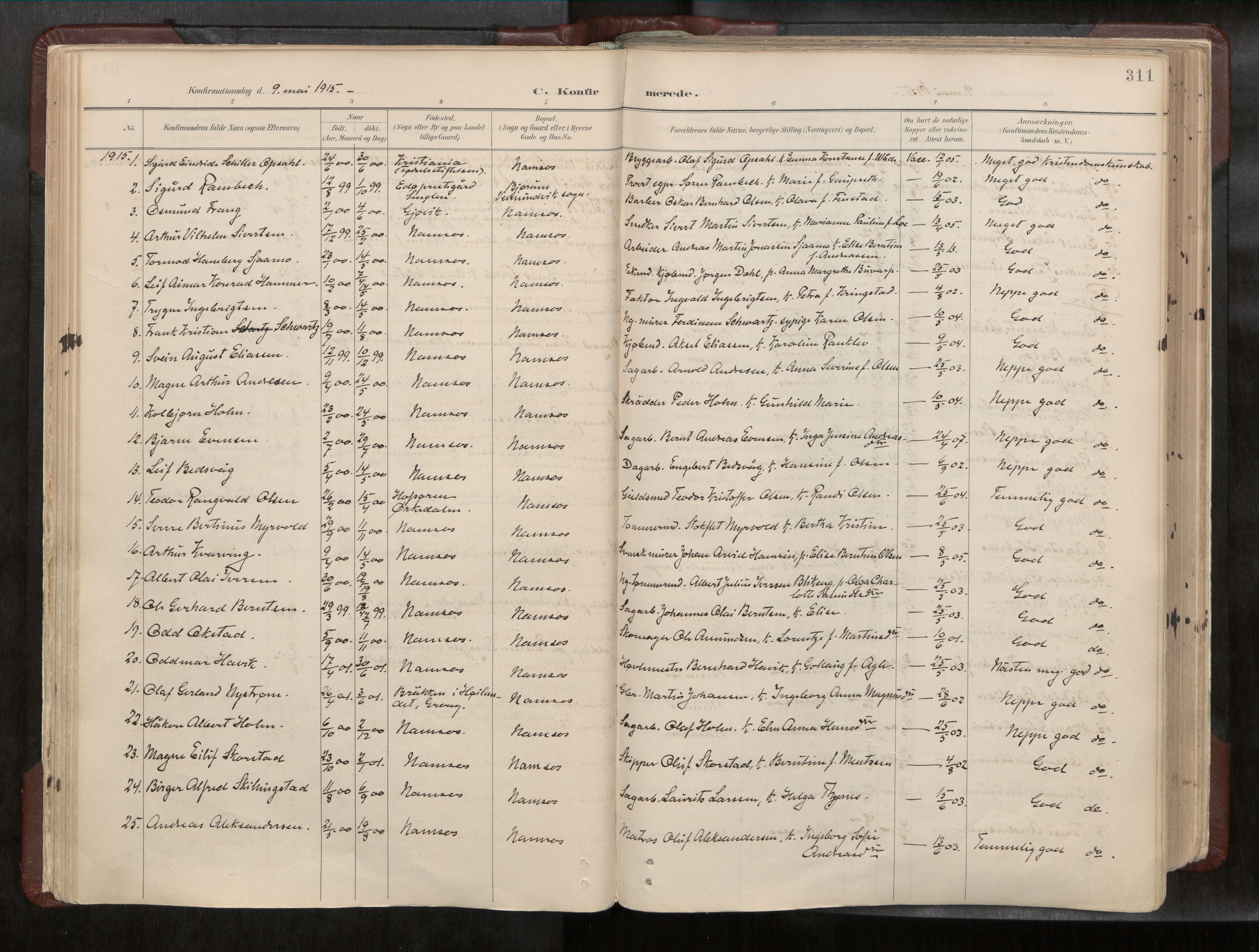 Ministerialprotokoller, klokkerbøker og fødselsregistre - Nord-Trøndelag, SAT/A-1458/768/L0579a: Parish register (official) no. 768A14, 1887-1931, p. 311