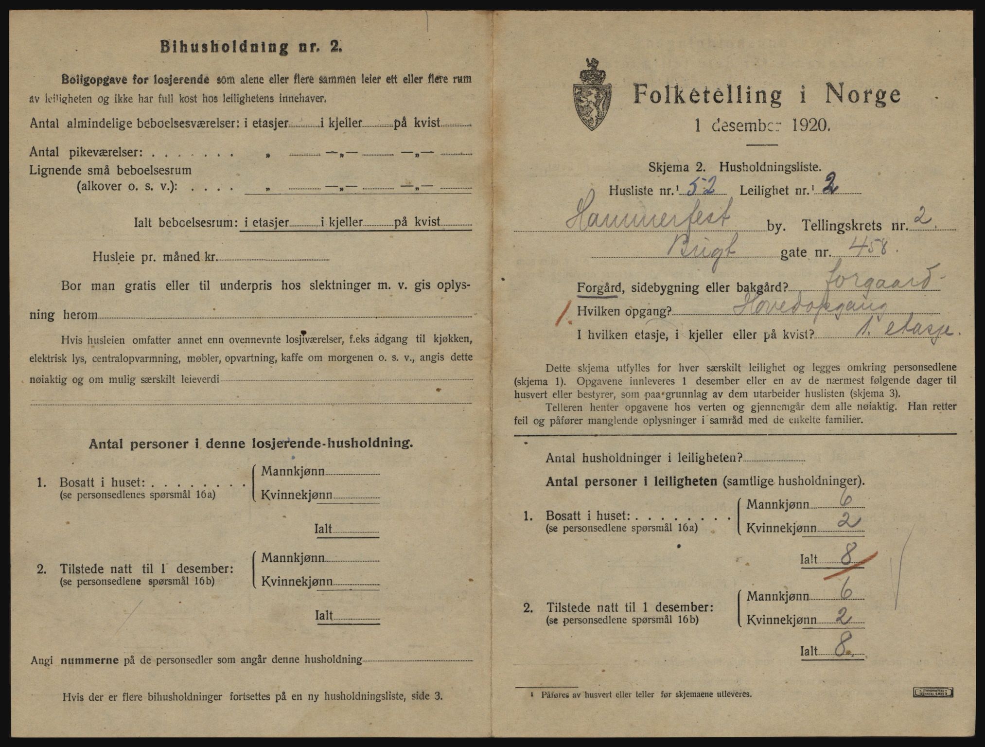 SATØ, 1920 census for Hammerfest, 1920, p. 2010