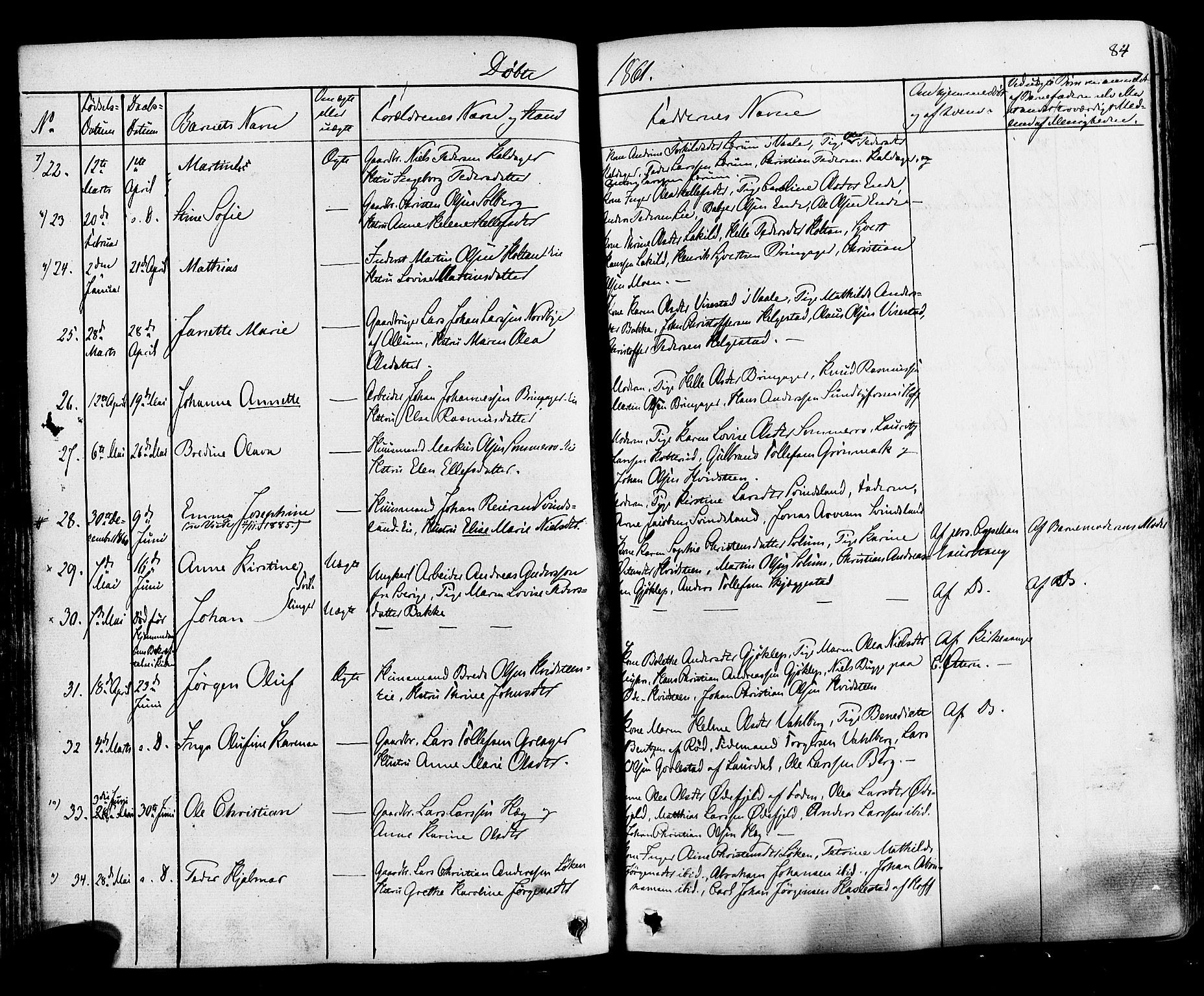 Botne kirkebøker, SAKO/A-340/F/Fa/L0006: Parish register (official) no. I 6, 1836-1877, p. 84