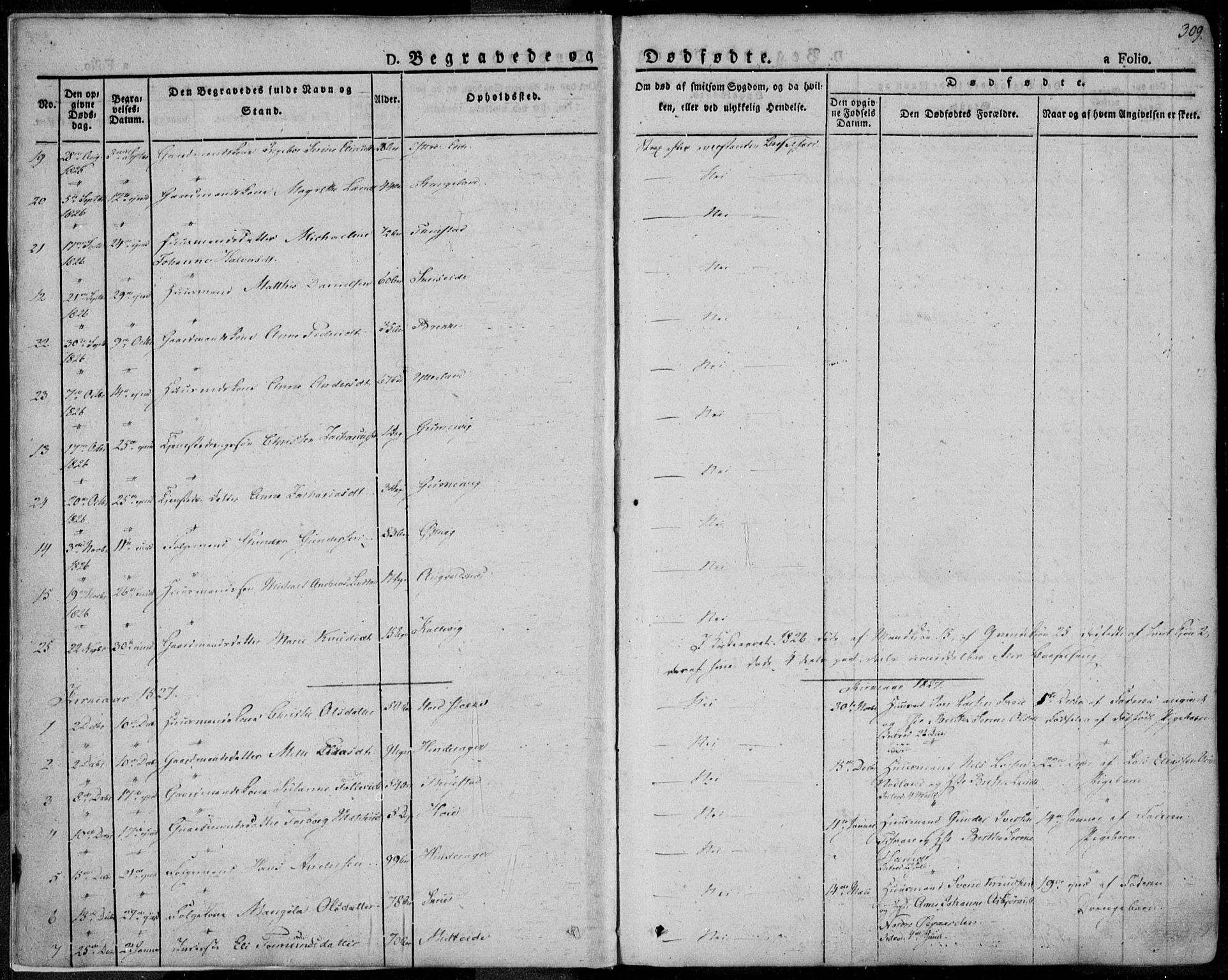 Avaldsnes sokneprestkontor, SAST/A -101851/H/Ha/Haa/L0005: Parish register (official) no. A 5.2, 1825-1841, p. 309