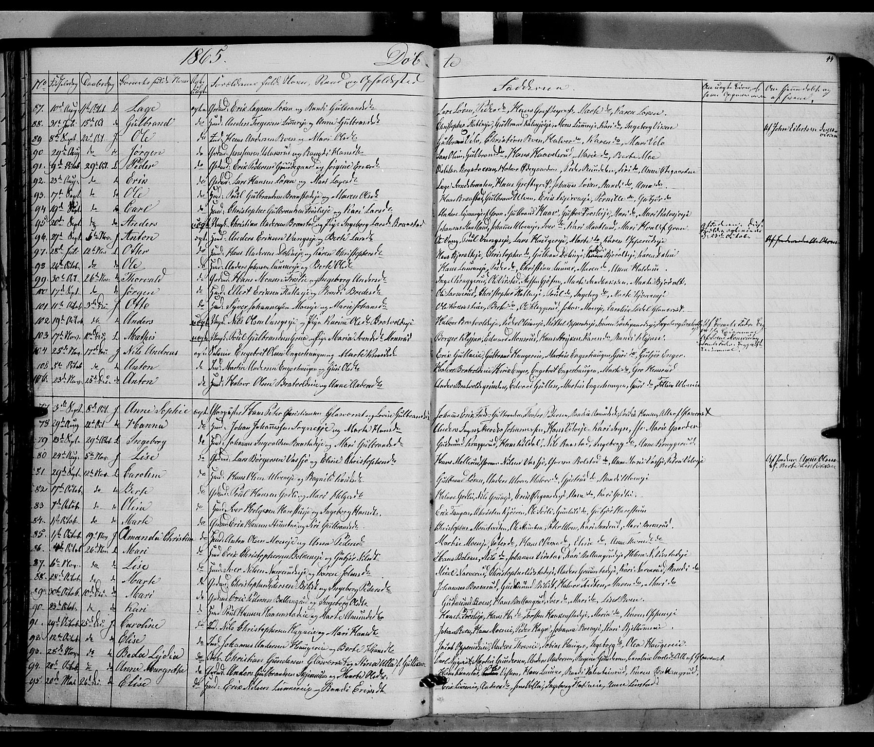 Jevnaker prestekontor, SAH/PREST-116/H/Ha/Haa/L0007: Parish register (official) no. 7, 1858-1876, p. 44