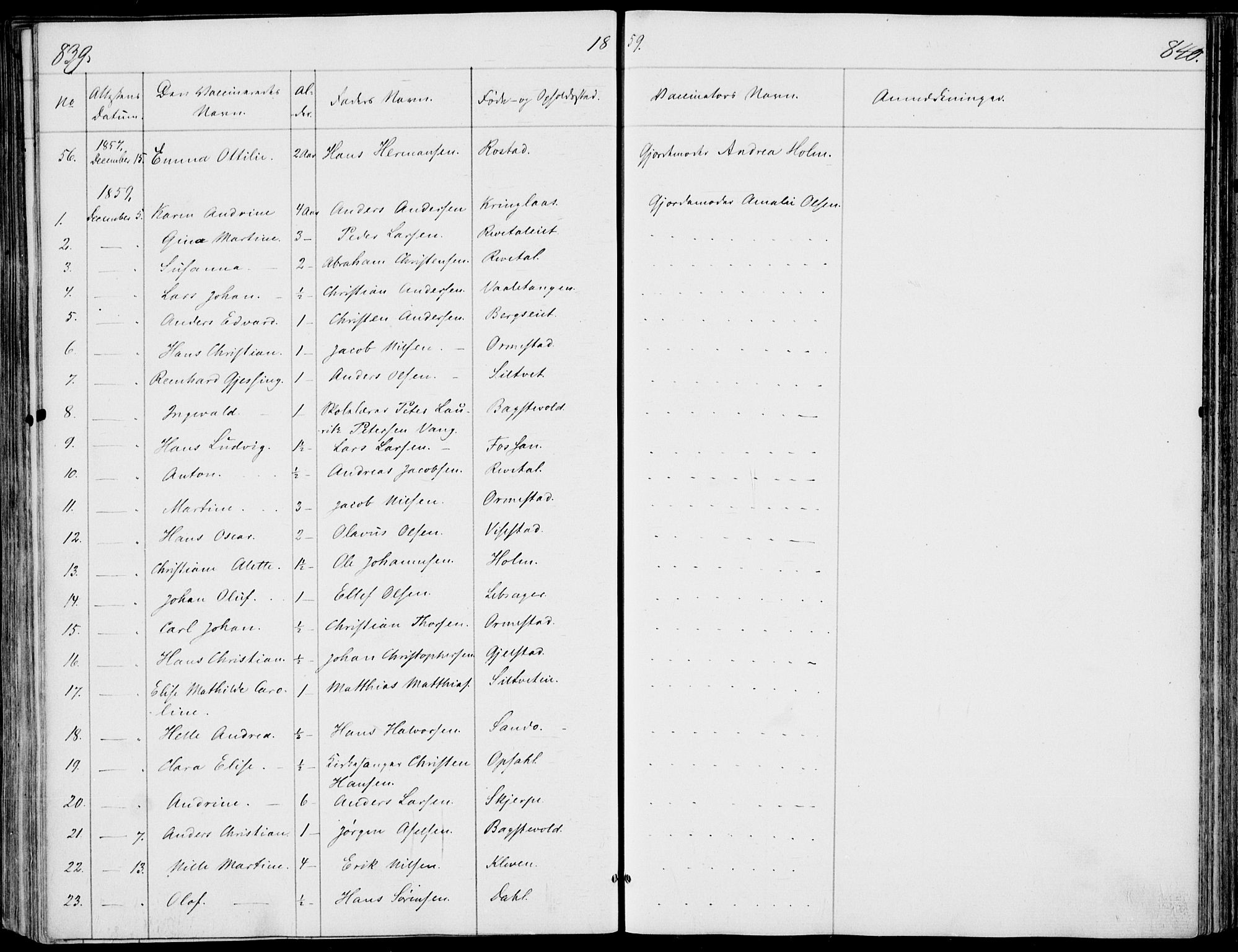 Våle kirkebøker, SAKO/A-334/F/Fa/L0009b: Parish register (official) no. I 9B, 1841-1860, p. 839-840