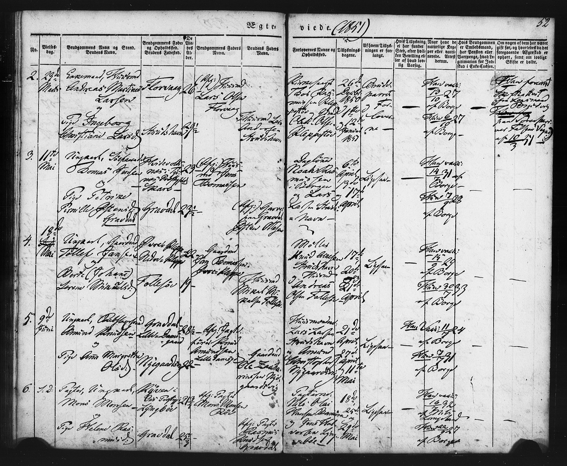 Askøy Sokneprestembete, AV/SAB-A-74101/H/Ha/Haa/Haaa/L0006: Parish register (official) no. A 6, 1840-1852, p. 52