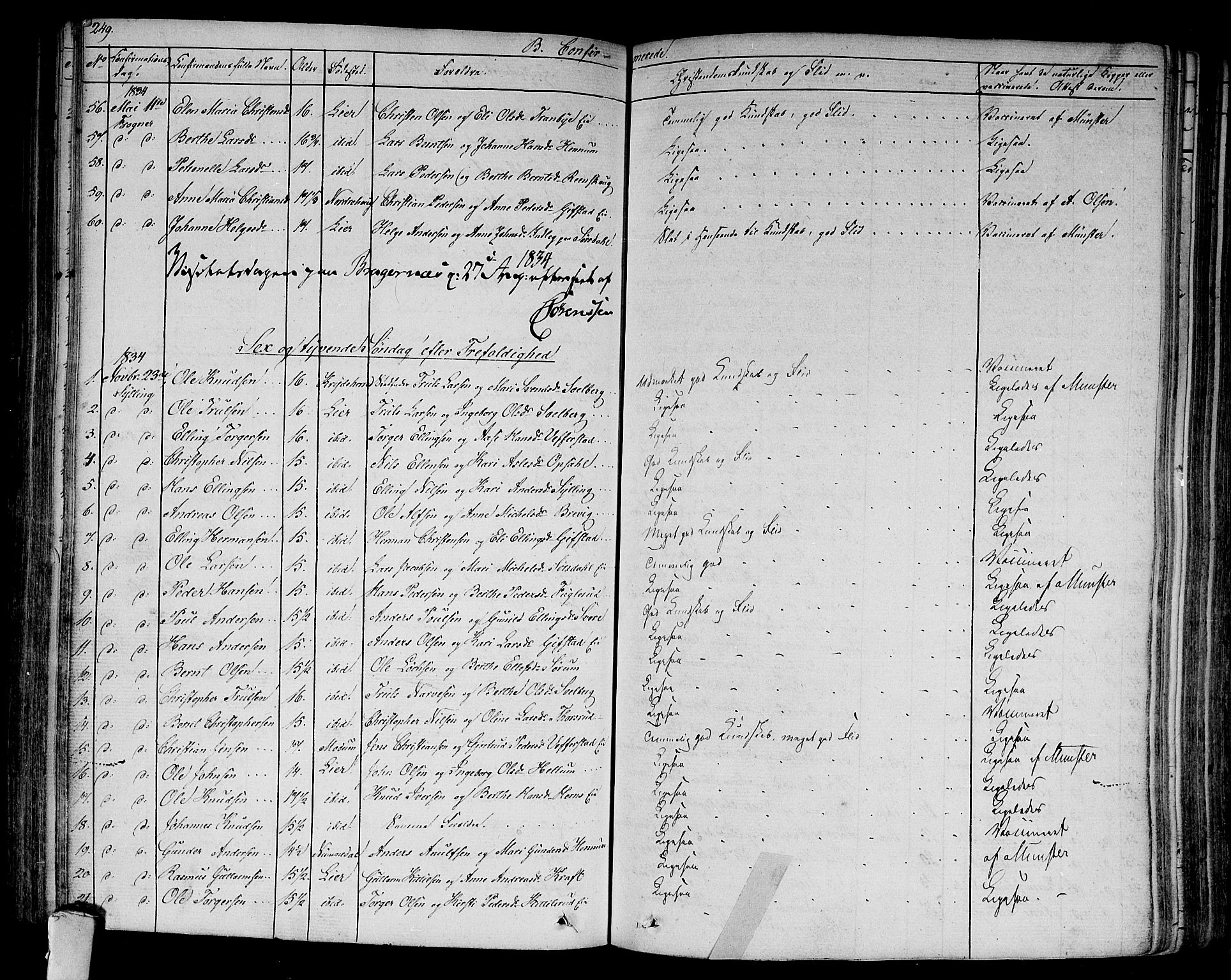 Lier kirkebøker, AV/SAKO-A-230/F/Fa/L0010: Parish register (official) no. I 10, 1827-1843, p. 249