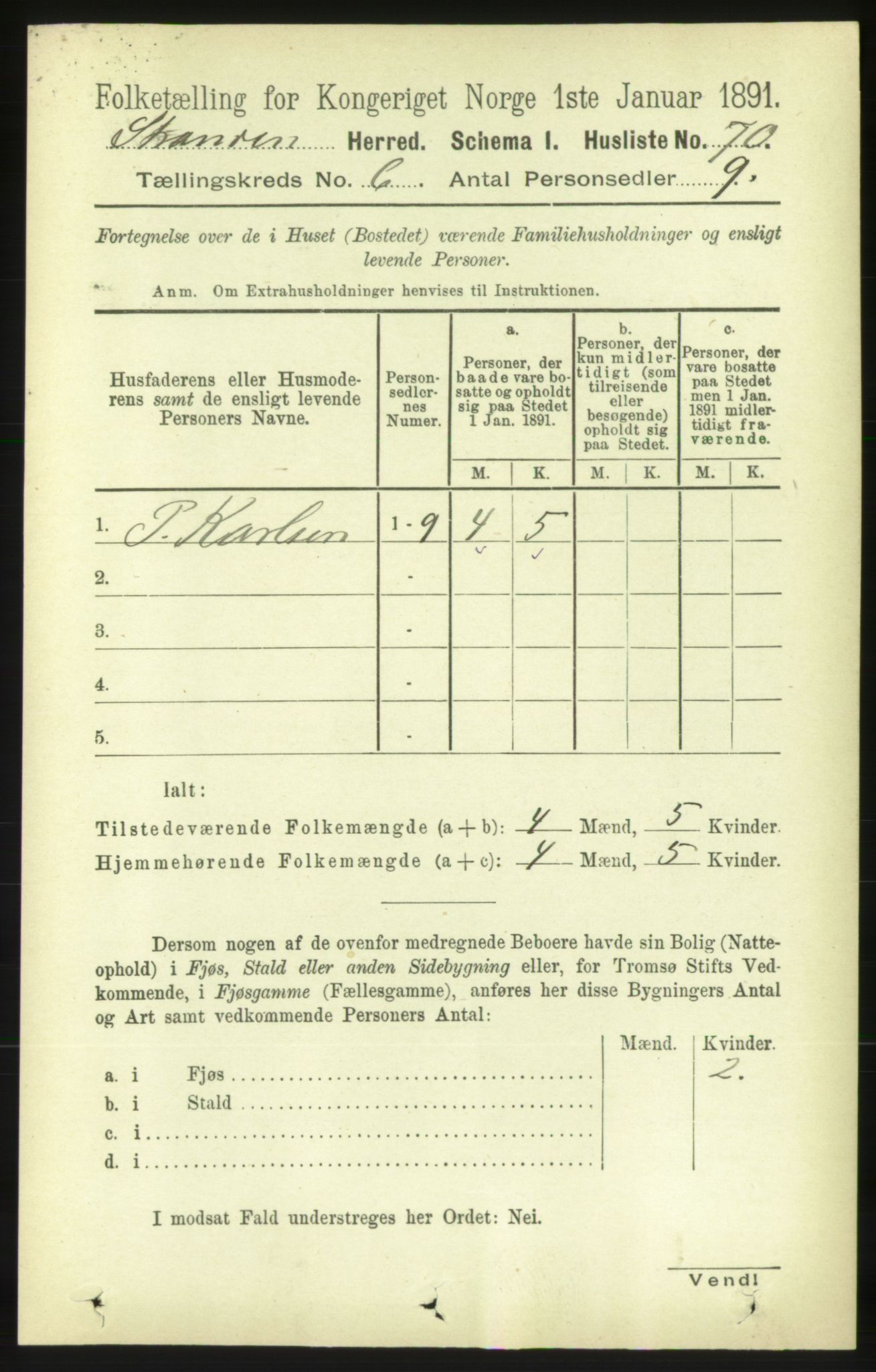 RA, 1891 census for 1525 Stranda, 1891, p. 1211