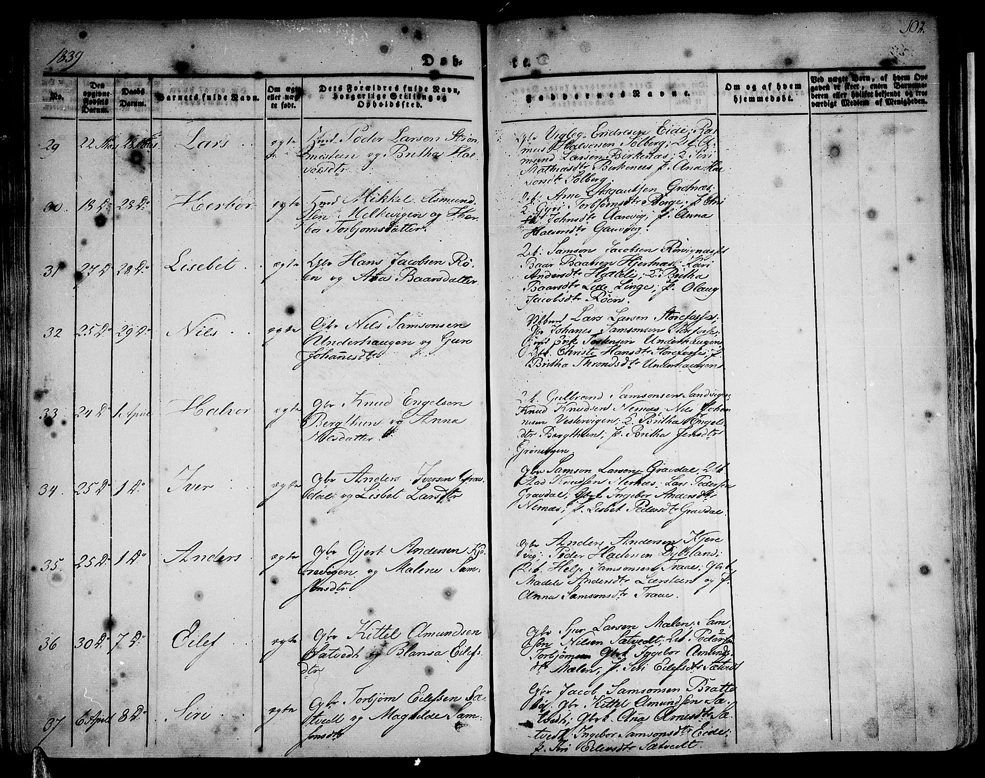 Strandebarm sokneprestembete, AV/SAB-A-78401/H/Haa: Parish register (official) no. A 6, 1826-1843, p. 102