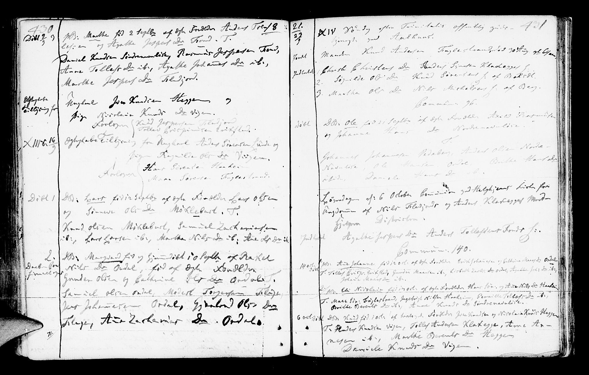 Jølster sokneprestembete, SAB/A-80701/H/Haa/Haaa/L0006: Parish register (official) no. A 6, 1790-1821, p. 430-431