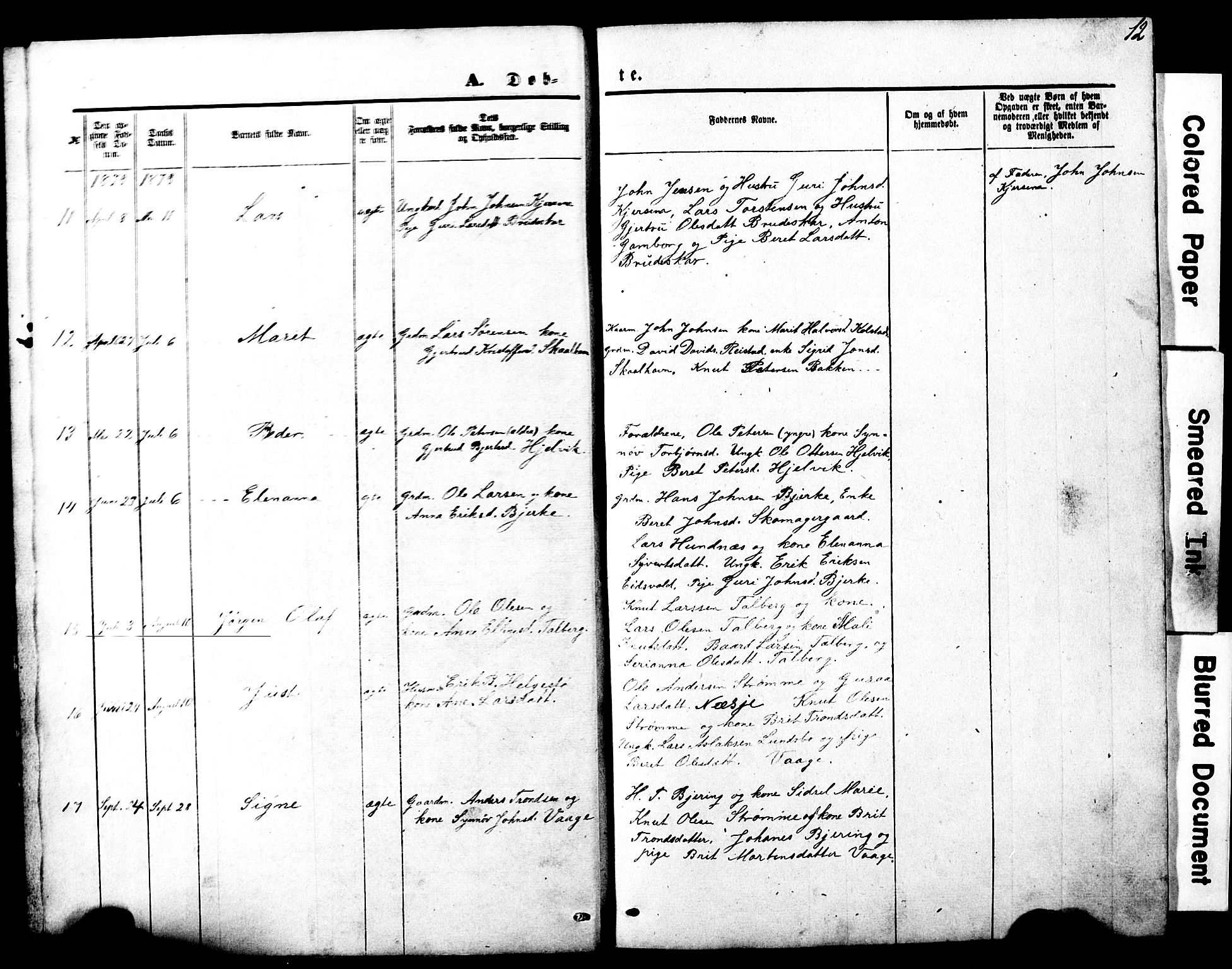 Ministerialprotokoller, klokkerbøker og fødselsregistre - Møre og Romsdal, AV/SAT-A-1454/550/L0618: Parish register (copy) no. 550C01, 1870-1927, p. 12