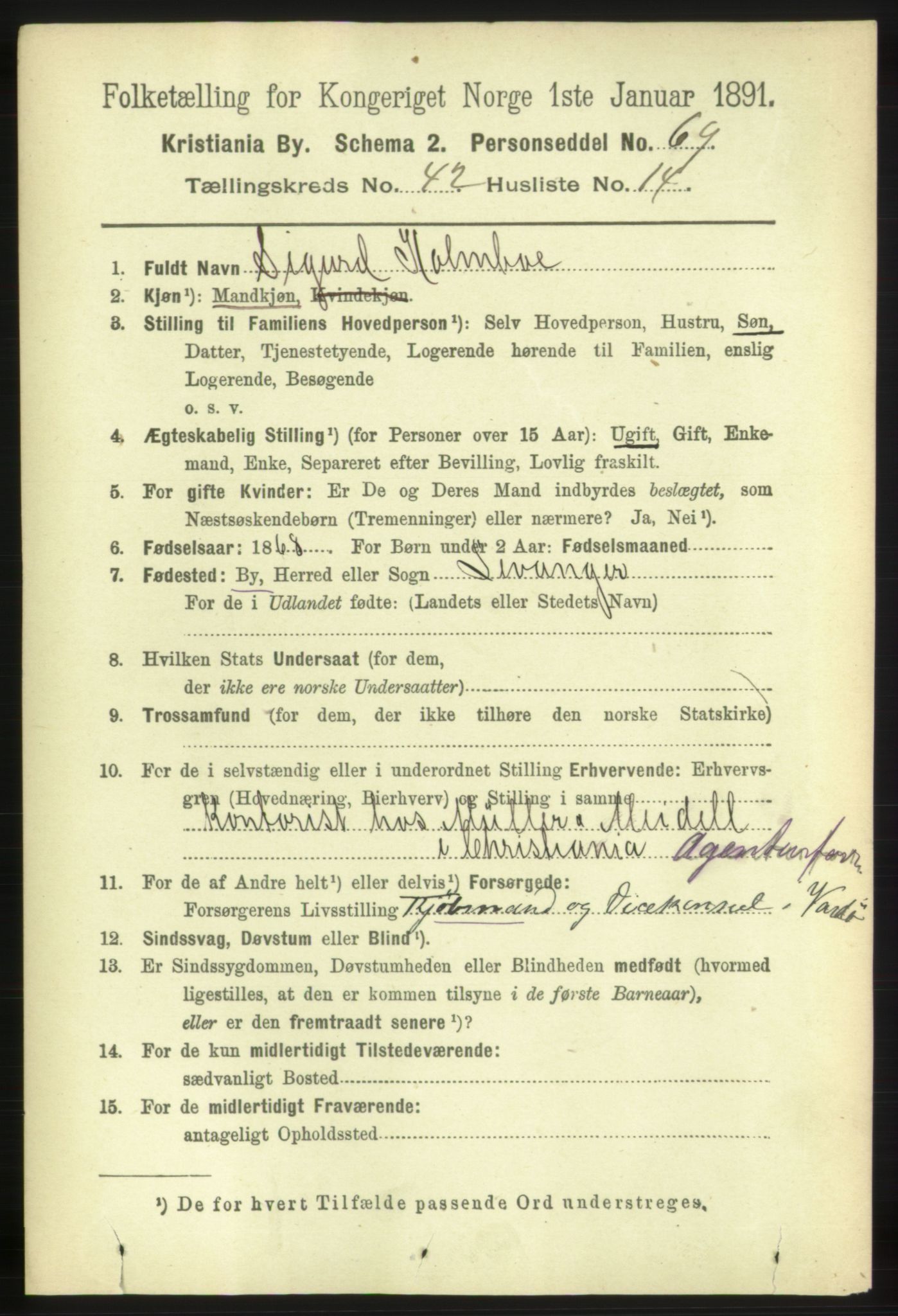 RA, 1891 census for 0301 Kristiania, 1891, p. 25497