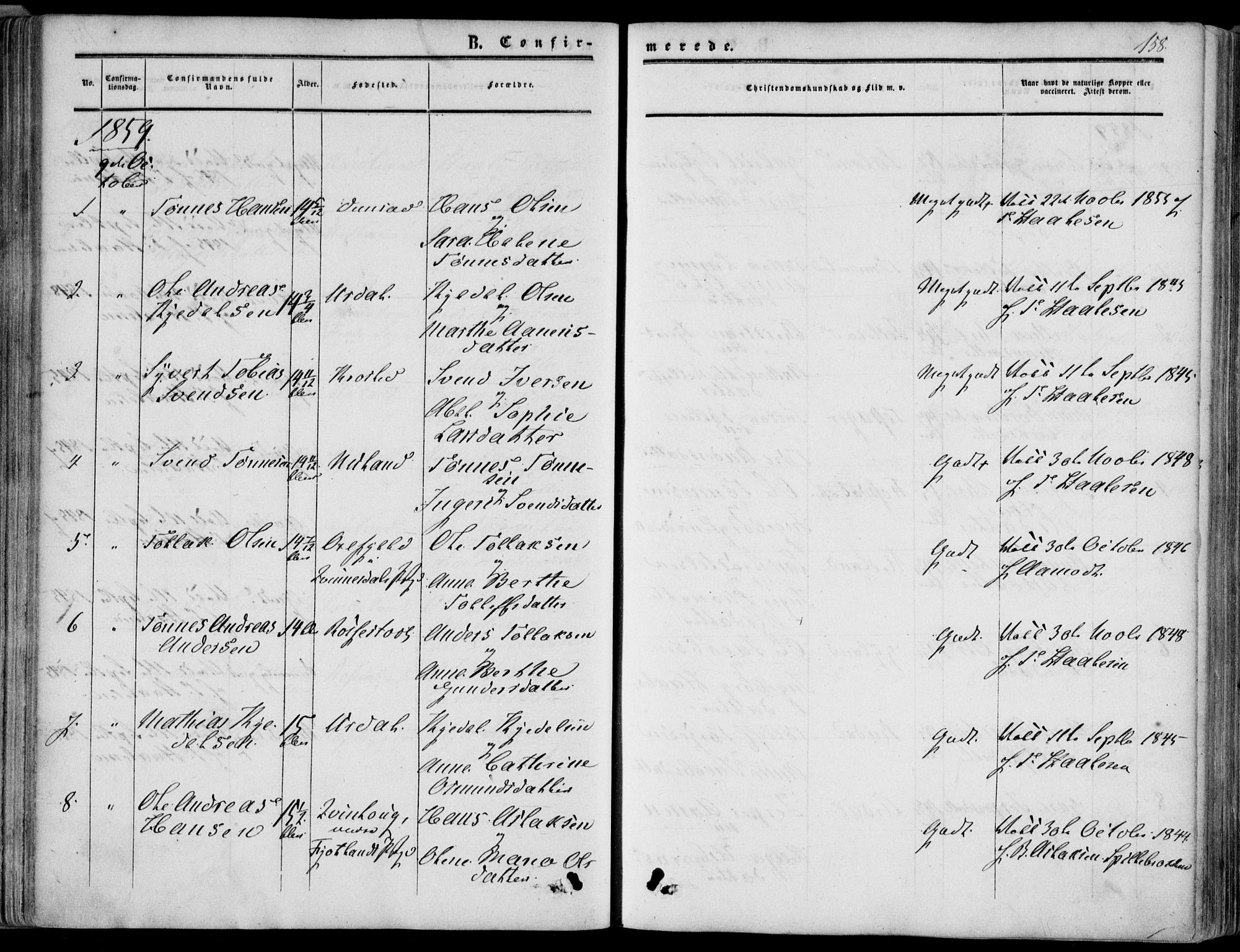 Bakke sokneprestkontor, SAK/1111-0002/F/Fa/Fab/L0002: Parish register (official) no. A 2, 1855-1884, p. 158