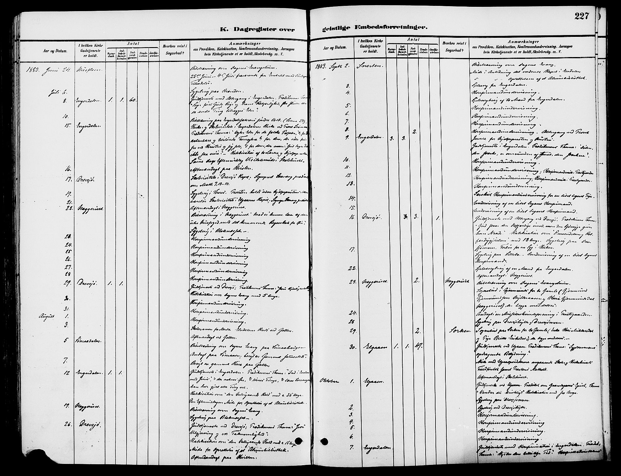 Engerdal prestekontor, AV/SAH-PREST-048/H/Ha/Haa/L0001: Parish register (official) no. 1, 1881-1898, p. 227