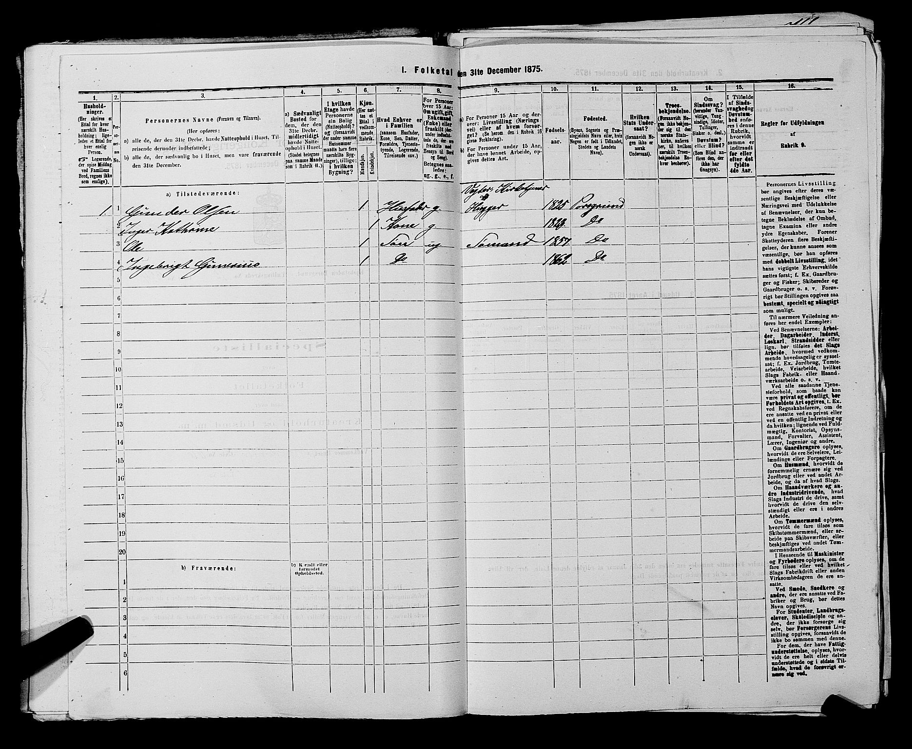 SAKO, 1875 census for 0805P Porsgrunn, 1875, p. 739