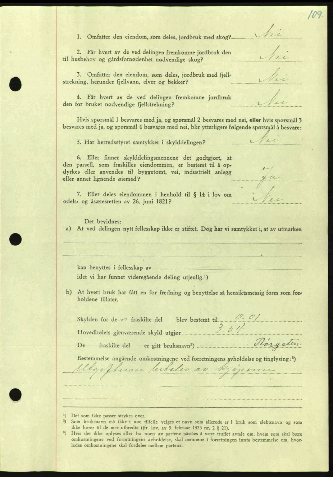 Nordmøre sorenskriveri, AV/SAT-A-4132/1/2/2Ca: Mortgage book no. A100a, 1945-1945, Diary no: : 1249/1945