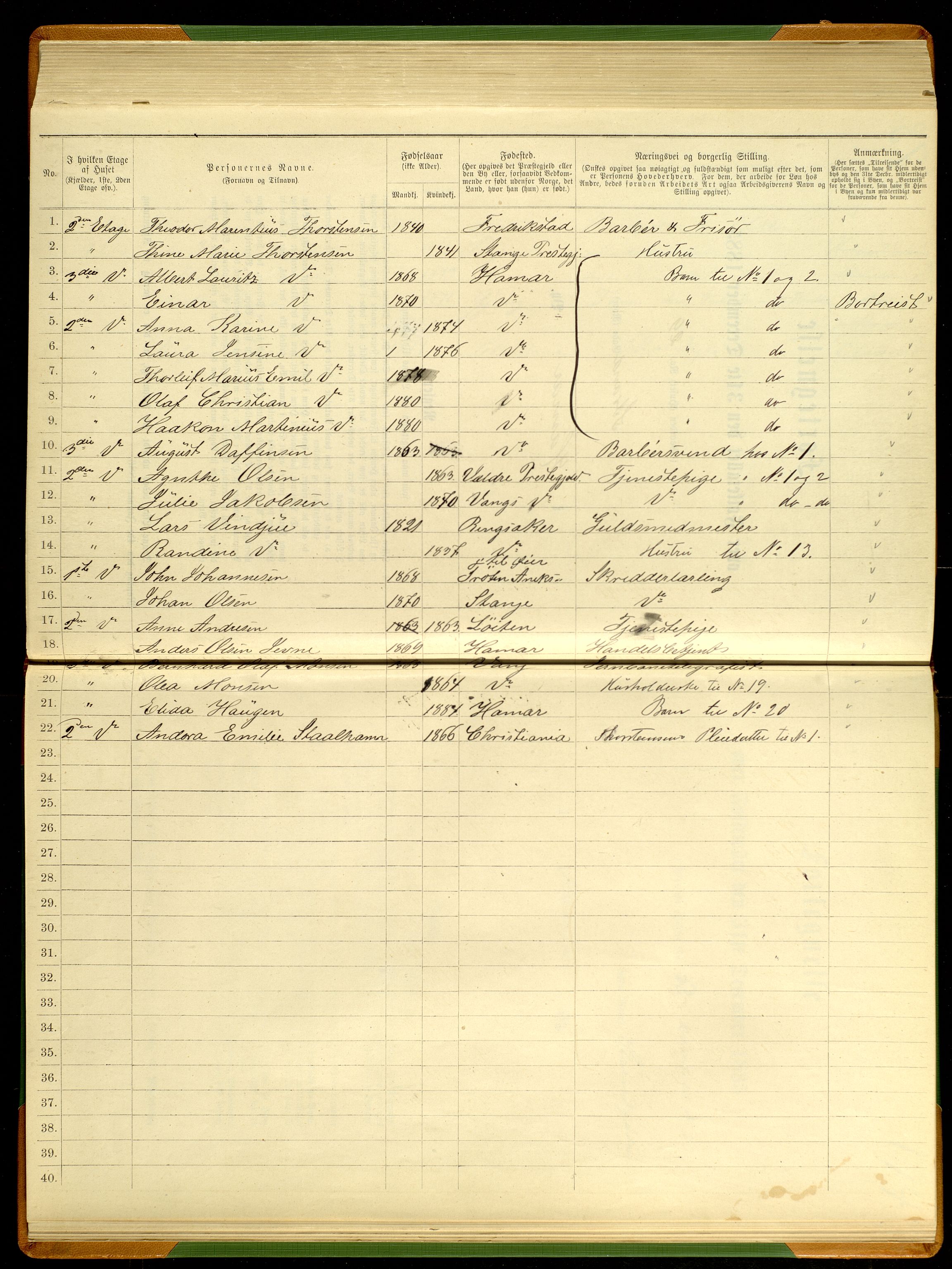 SAH, 1885 census for 0401 Hamar, 1885, p. 360