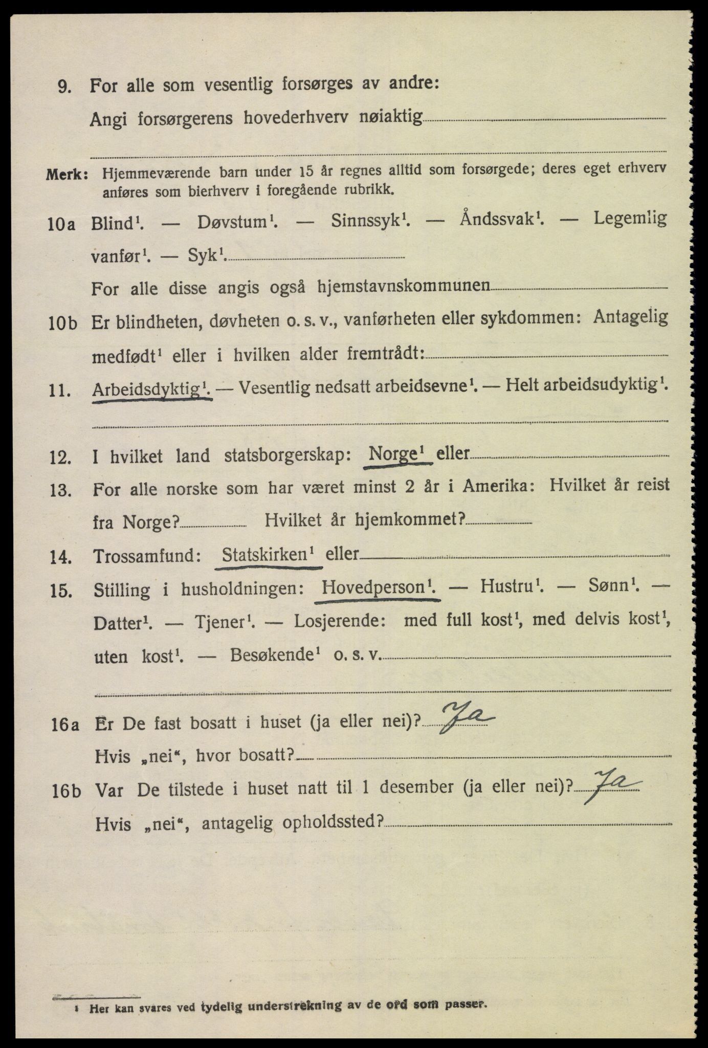 SAK, 1920 census for Lyngdal, 1920, p. 1324