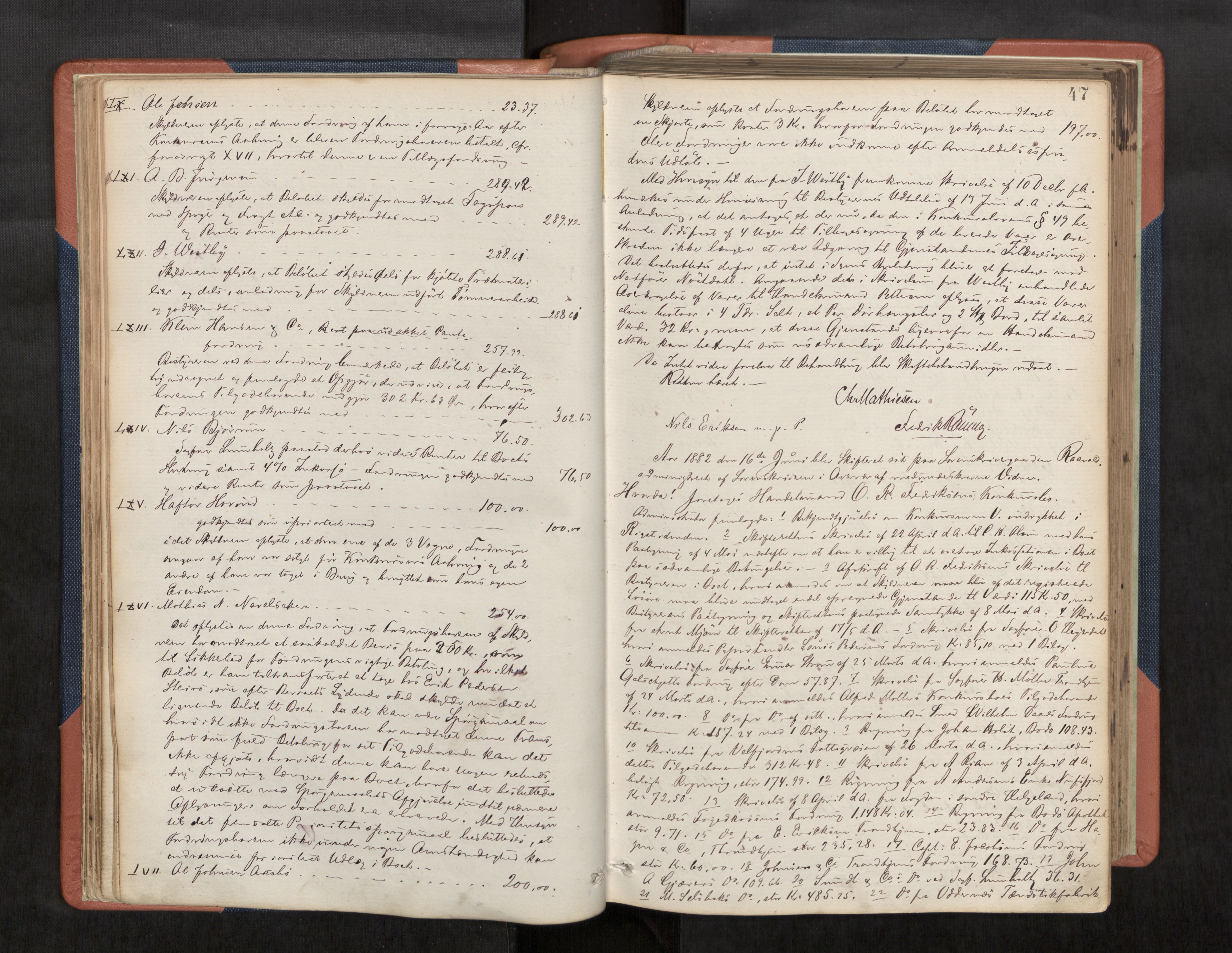 Vesterålen sorenskriveri, AV/SAT-A-4180/1/3/3B/L0003: Skiftebehandlingsprotokoll, 1881-1895, p. 47