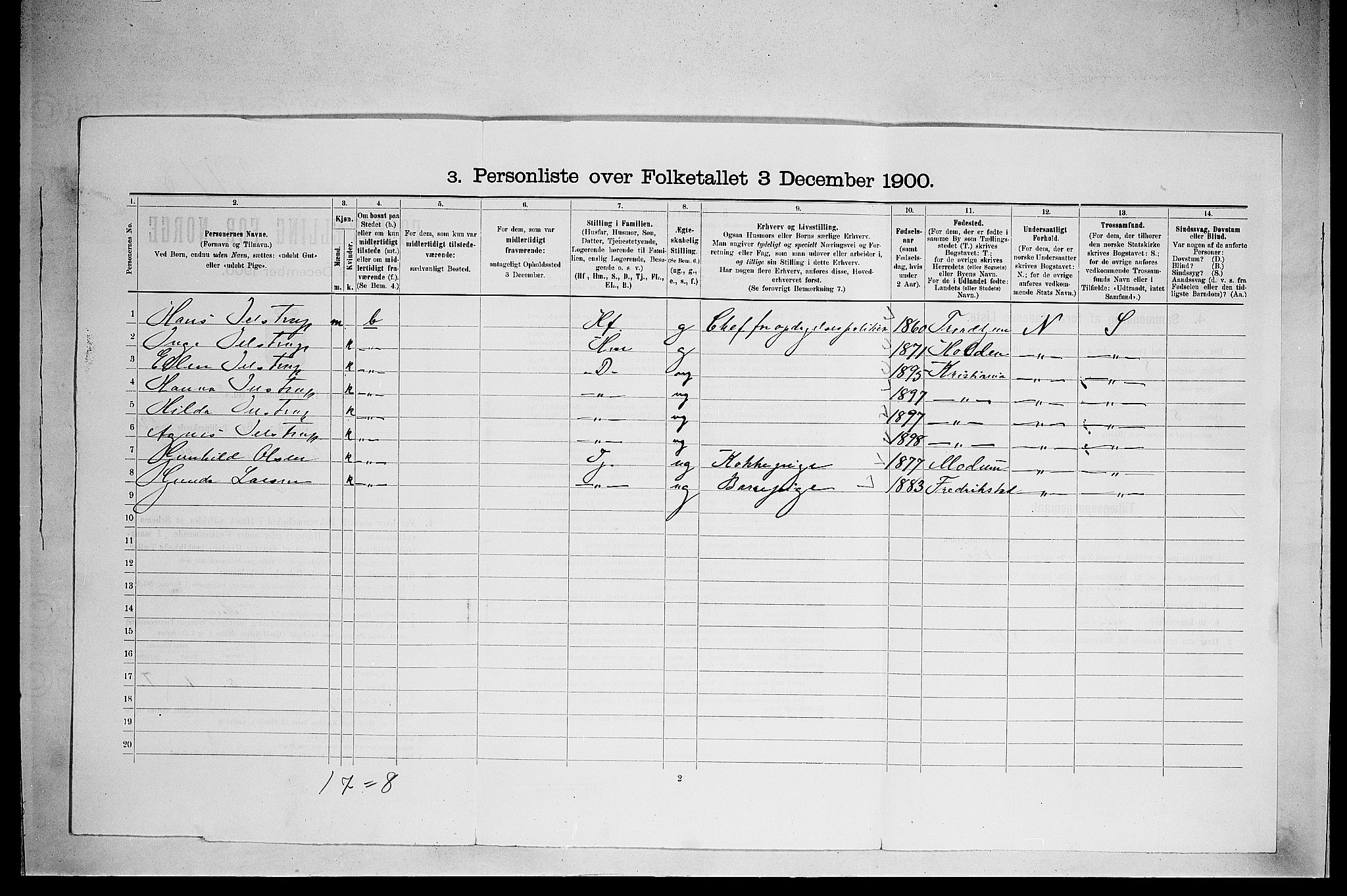 SAO, 1900 census for Kristiania, 1900, p. 25430