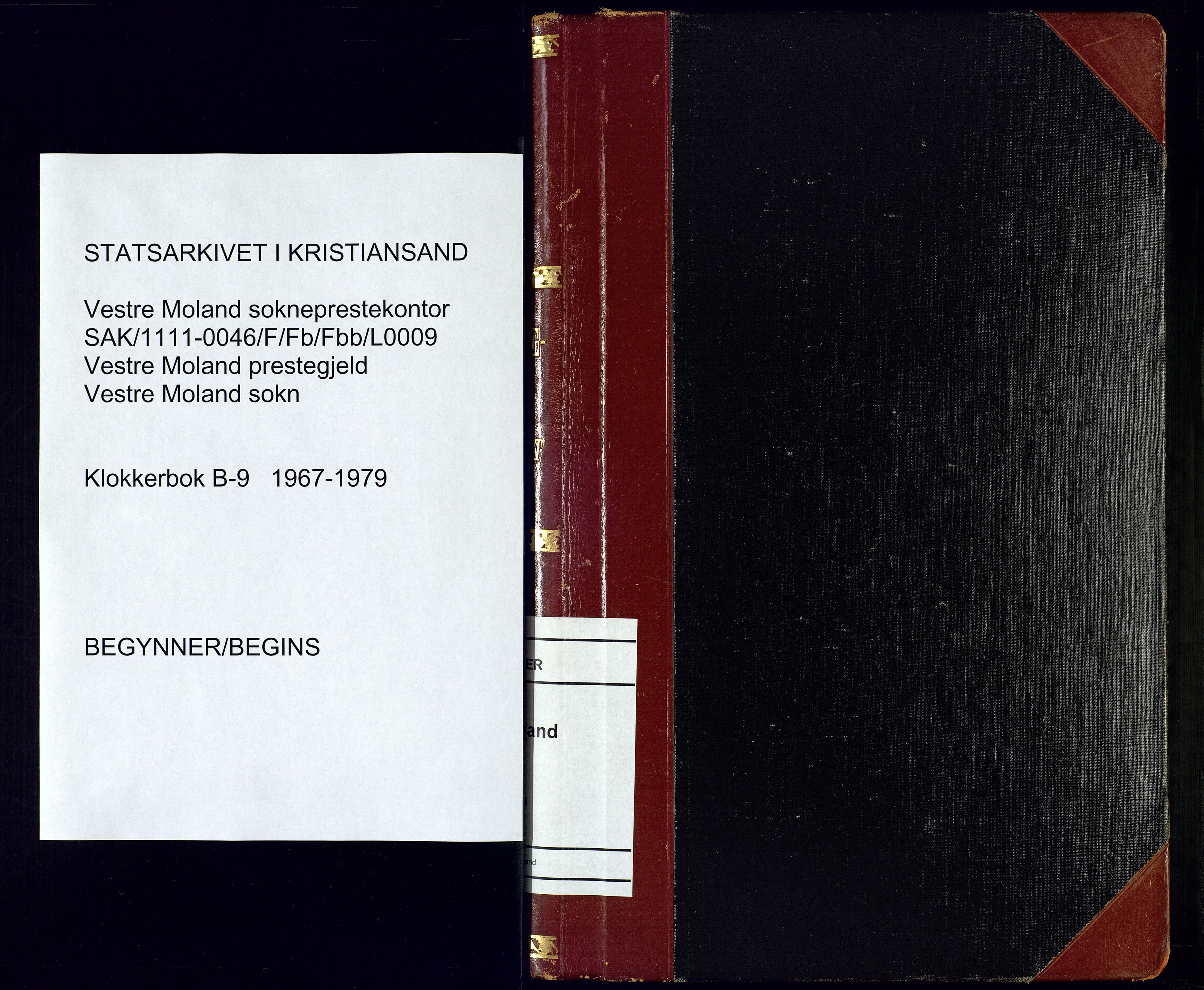 Vestre Moland sokneprestkontor, SAK/1111-0046/F/Fb/Fbb/L0009: Parish register (copy) no. B-9, 1967-1979