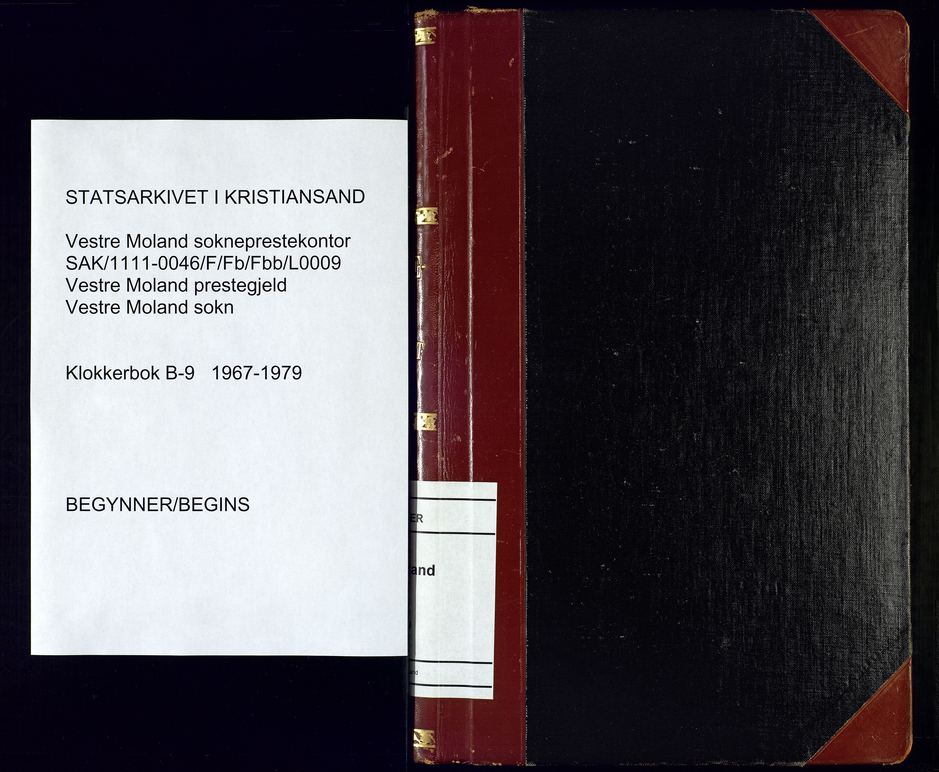 Vestre Moland sokneprestkontor, AV/SAK-1111-0046/F/Fb/Fbb/L0009: Parish register (copy) no. B-9, 1967-1979