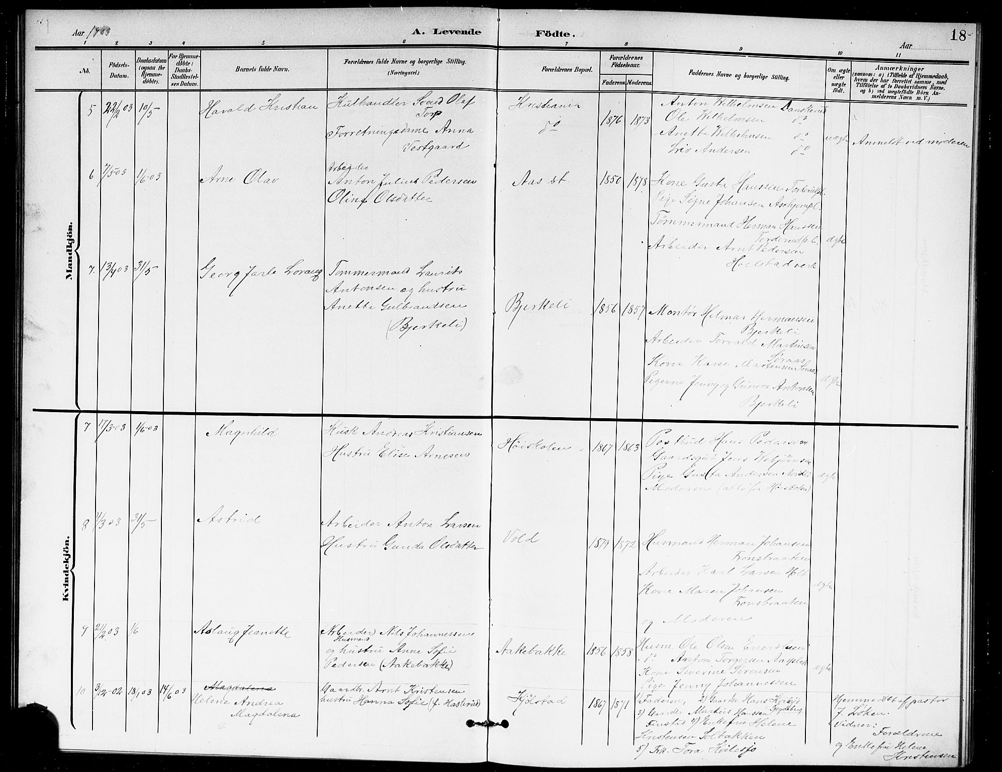 Ås prestekontor Kirkebøker, AV/SAO-A-10894/G/Ga/L0004: Parish register (copy) no. I 4, 1901-1915, p. 18