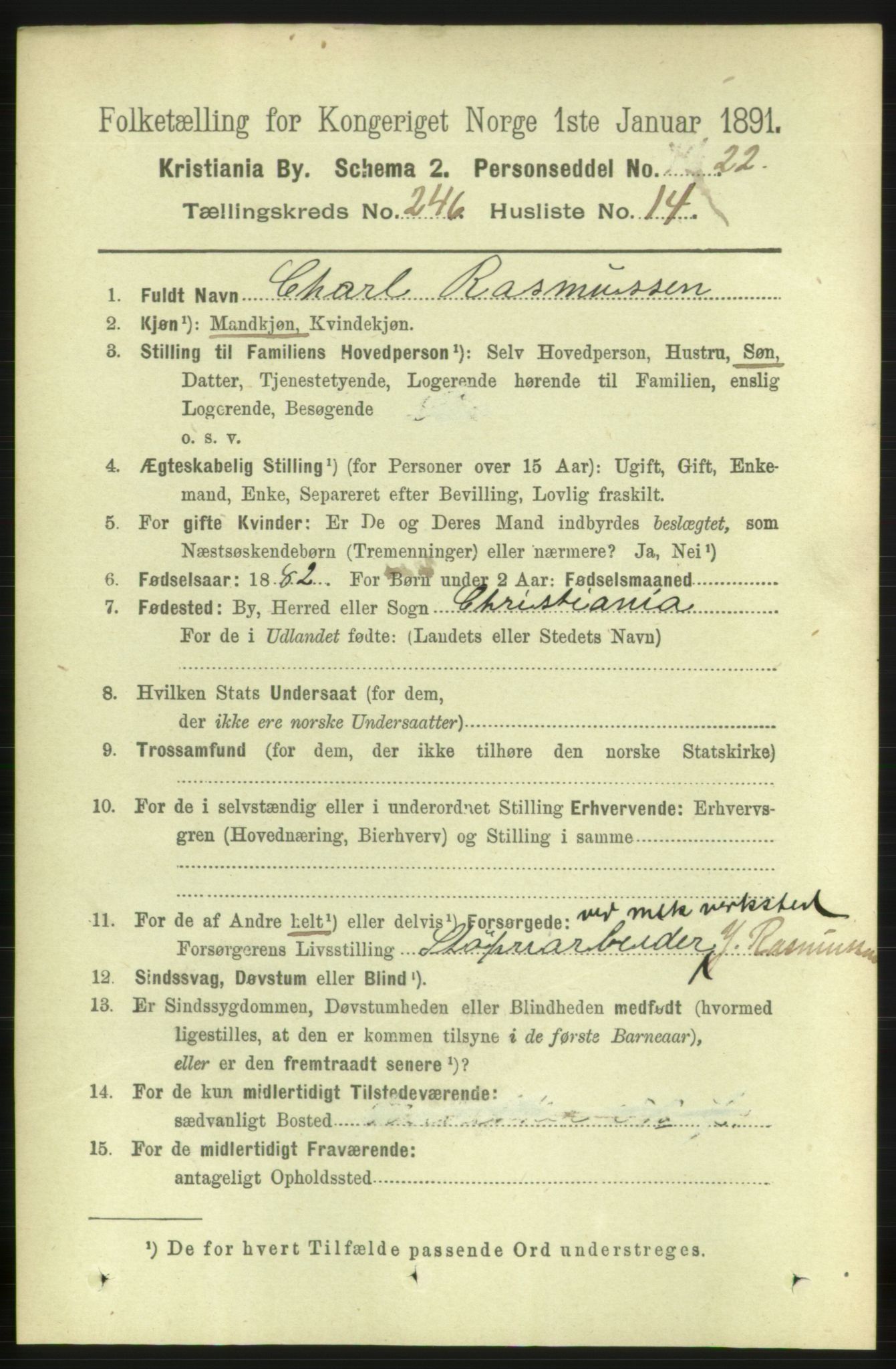 RA, 1891 census for 0301 Kristiania, 1891, p. 150281