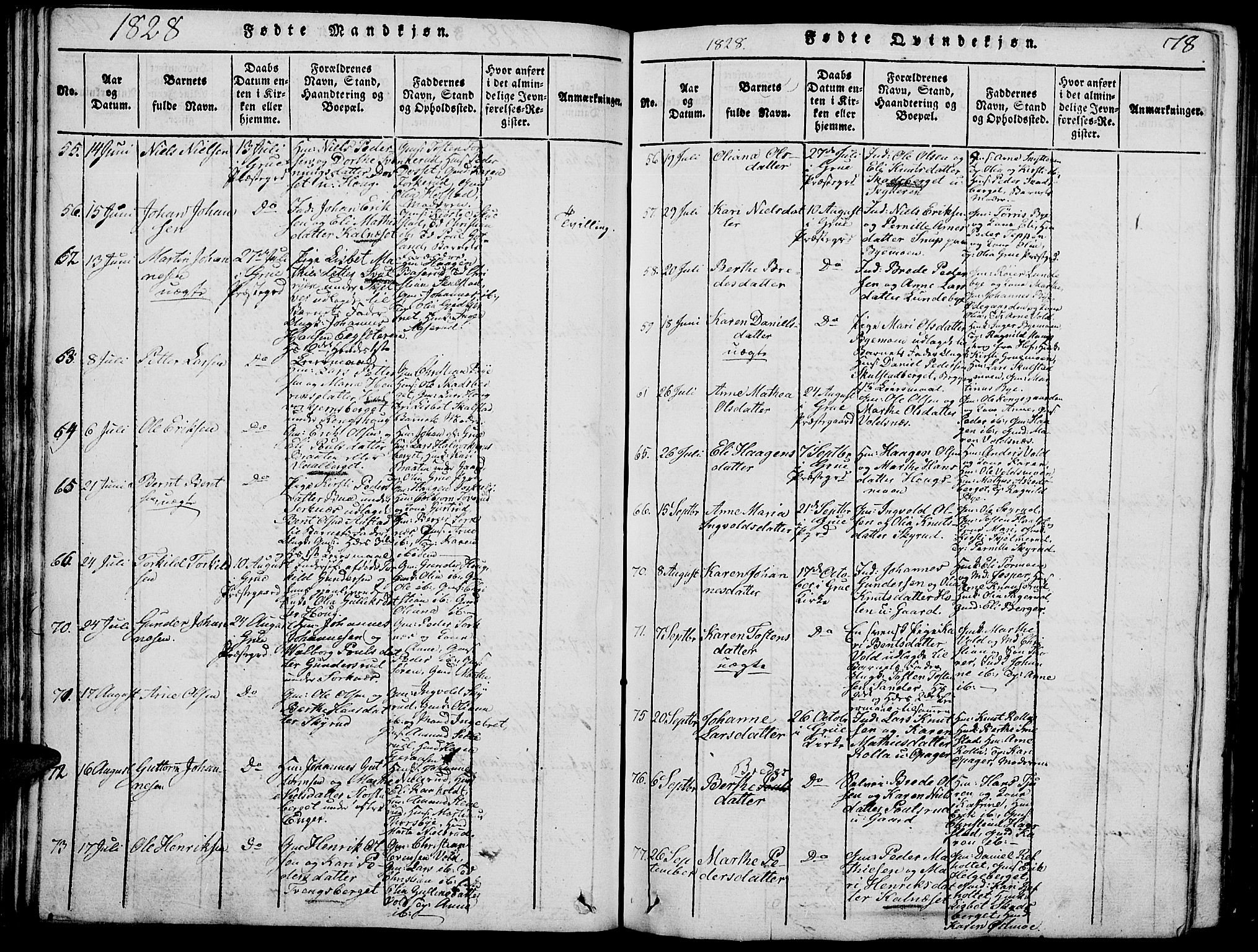 Grue prestekontor, SAH/PREST-036/H/Ha/Hab/L0002: Parish register (copy) no. 2, 1815-1841, p. 78