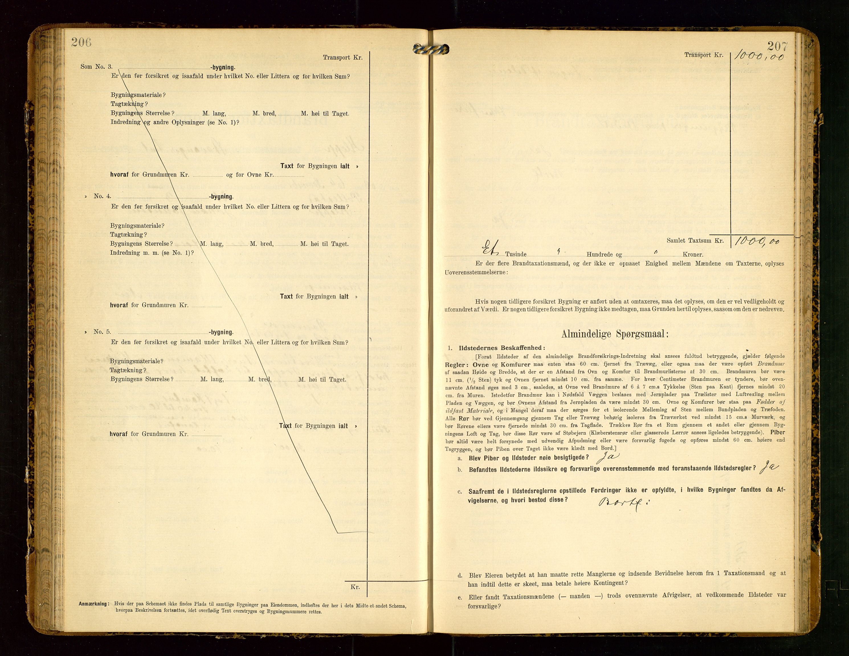 Klepp lensmannskontor, AV/SAST-A-100163/Goc/L0004: "Brandtaxationsprotokol" m/register, 1906-1908, p. 206-207