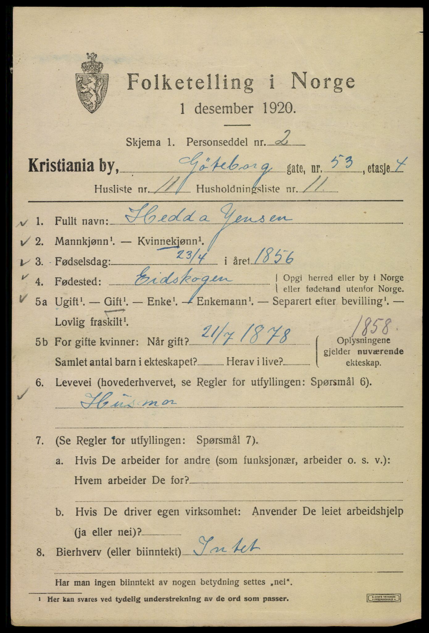 SAO, 1920 census for Kristiania, 1920, p. 264697