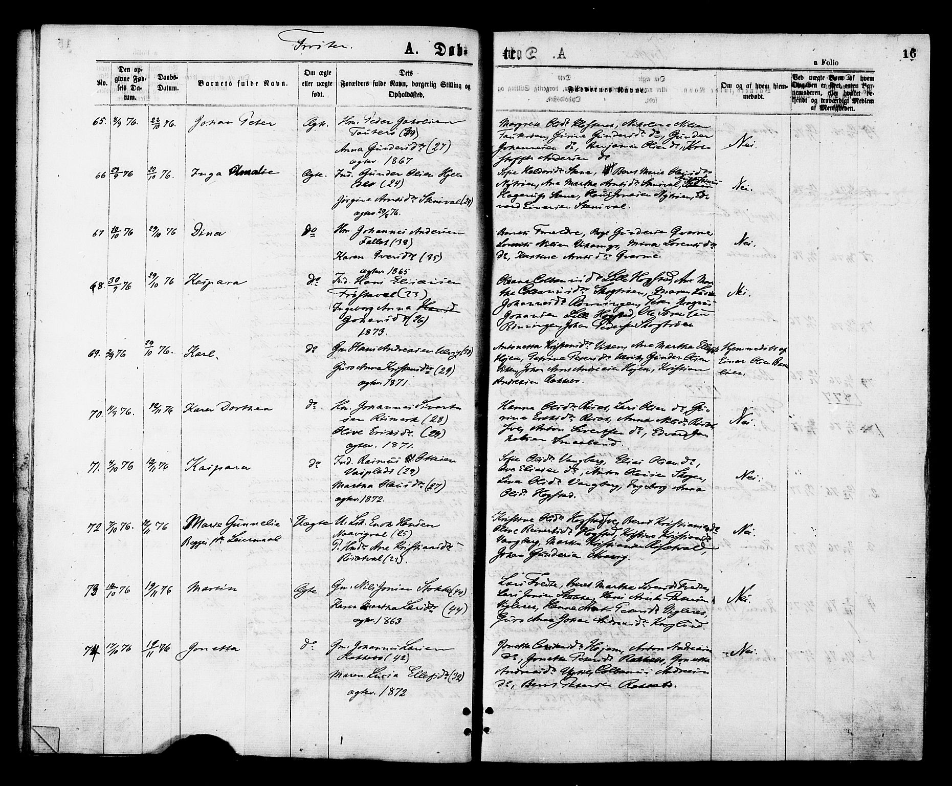 Ministerialprotokoller, klokkerbøker og fødselsregistre - Nord-Trøndelag, AV/SAT-A-1458/713/L0118: Parish register (official) no. 713A08 /1, 1875-1877, p. 16